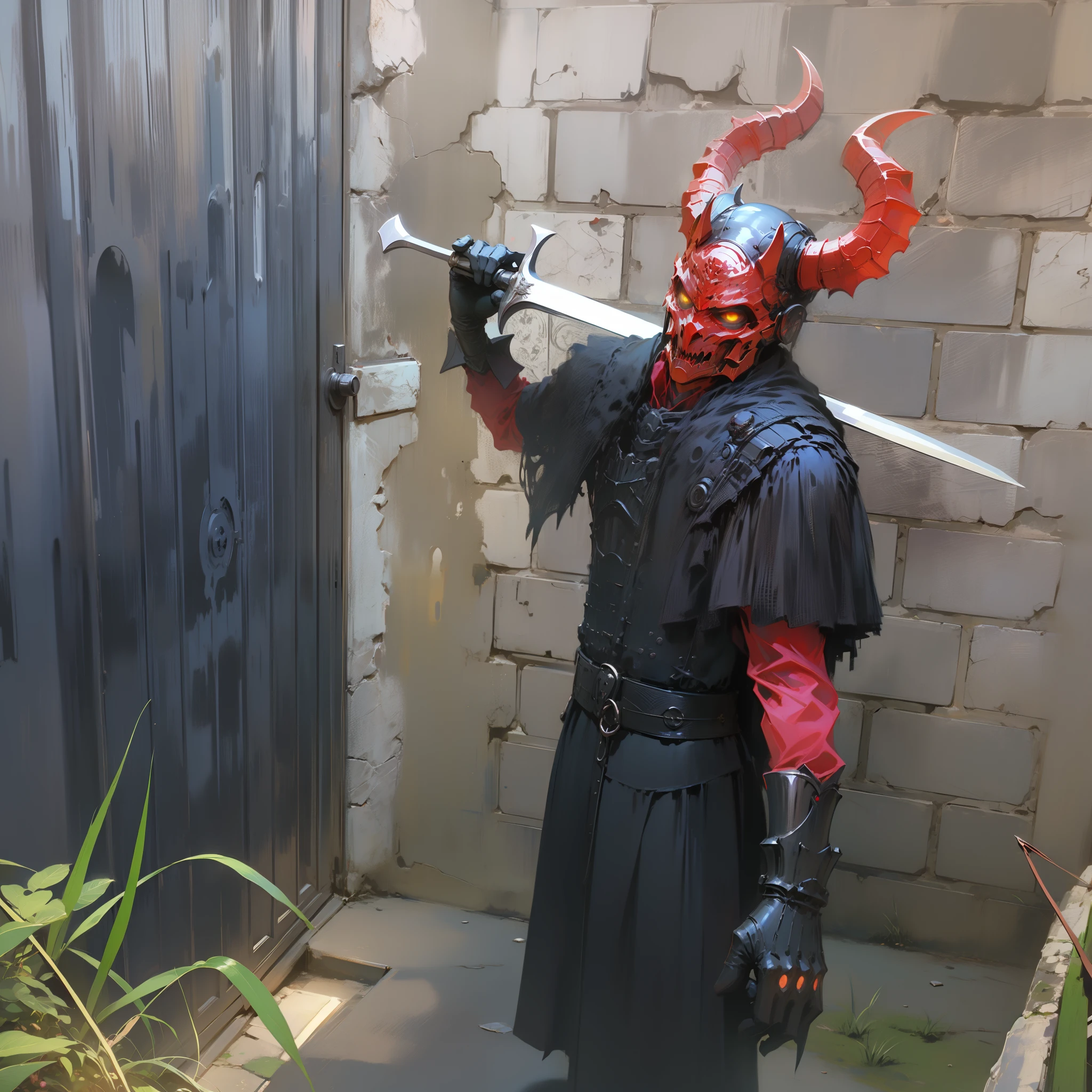 Demon Black Knight, Castle at Night, Gothic Realistic ,4k, , Yellow Eyes