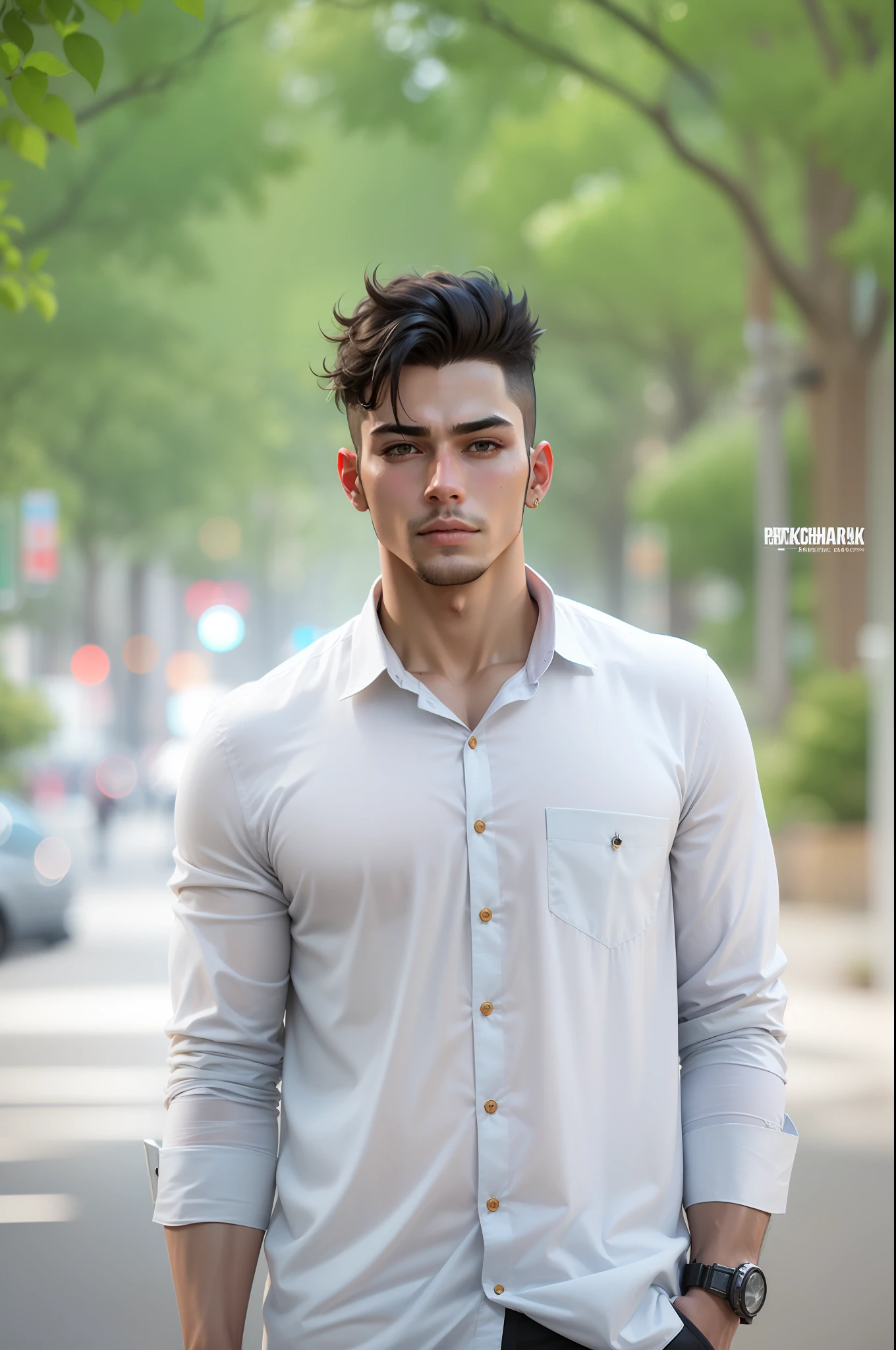 Change background cyberpunk handsome boy realistic