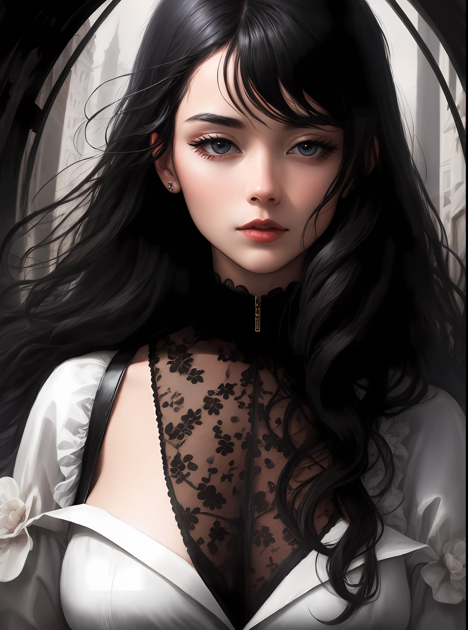 black hair, Surrealism, 8k, super detail