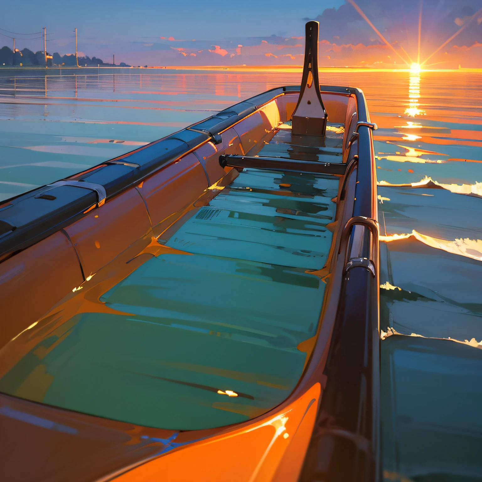 Swim and paddle in the sunset --auto