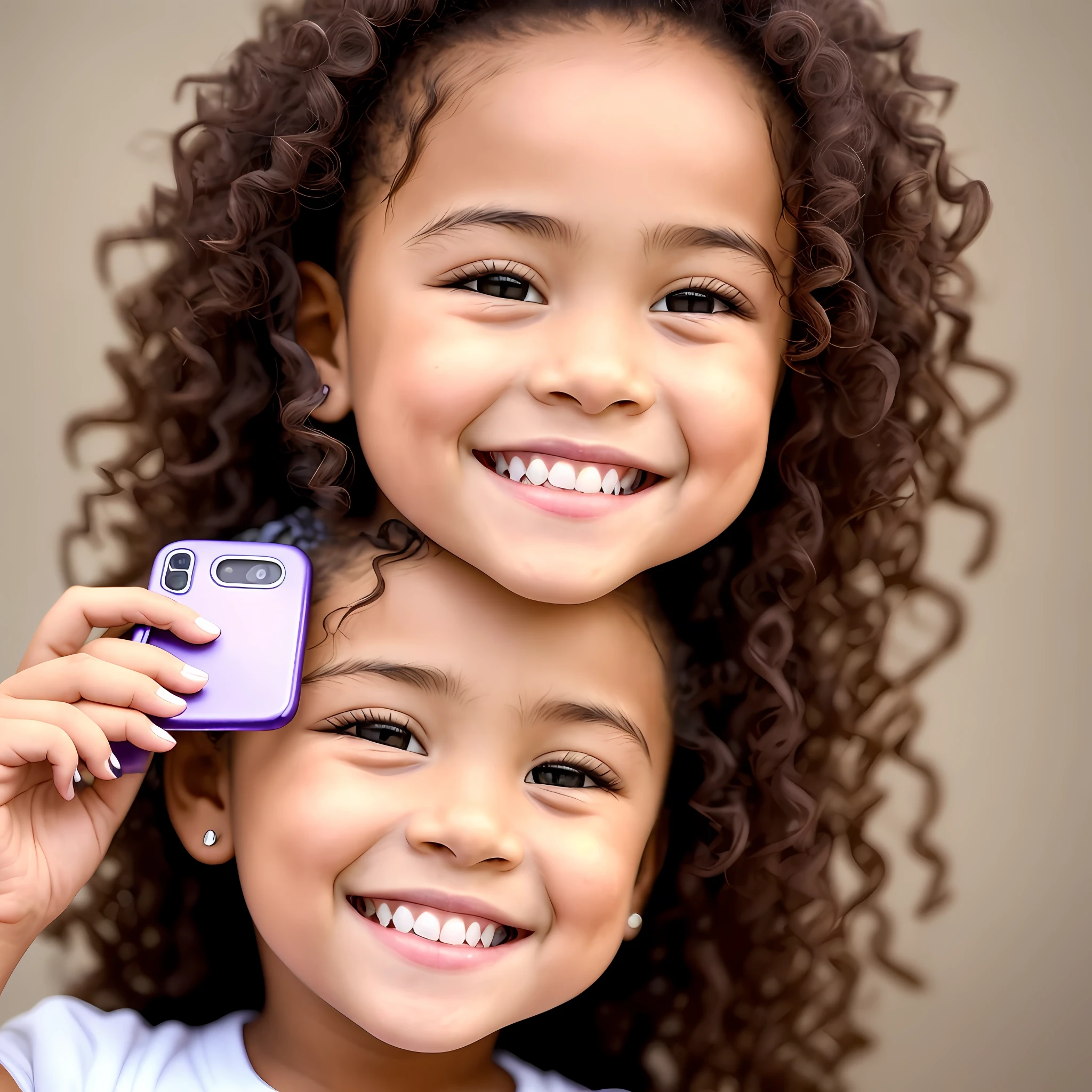 there is a young girl smiling and holding a cell phone, beautiful and smiling, light skinned african young girl, violet myers, beautiful smile, smiling girl, beautiful  girl, african american girl, closeup of an adorable, closeup headshot, with a beautifull smile, alanis guillen, pretty smile, four ytiful cute, cute beautiful