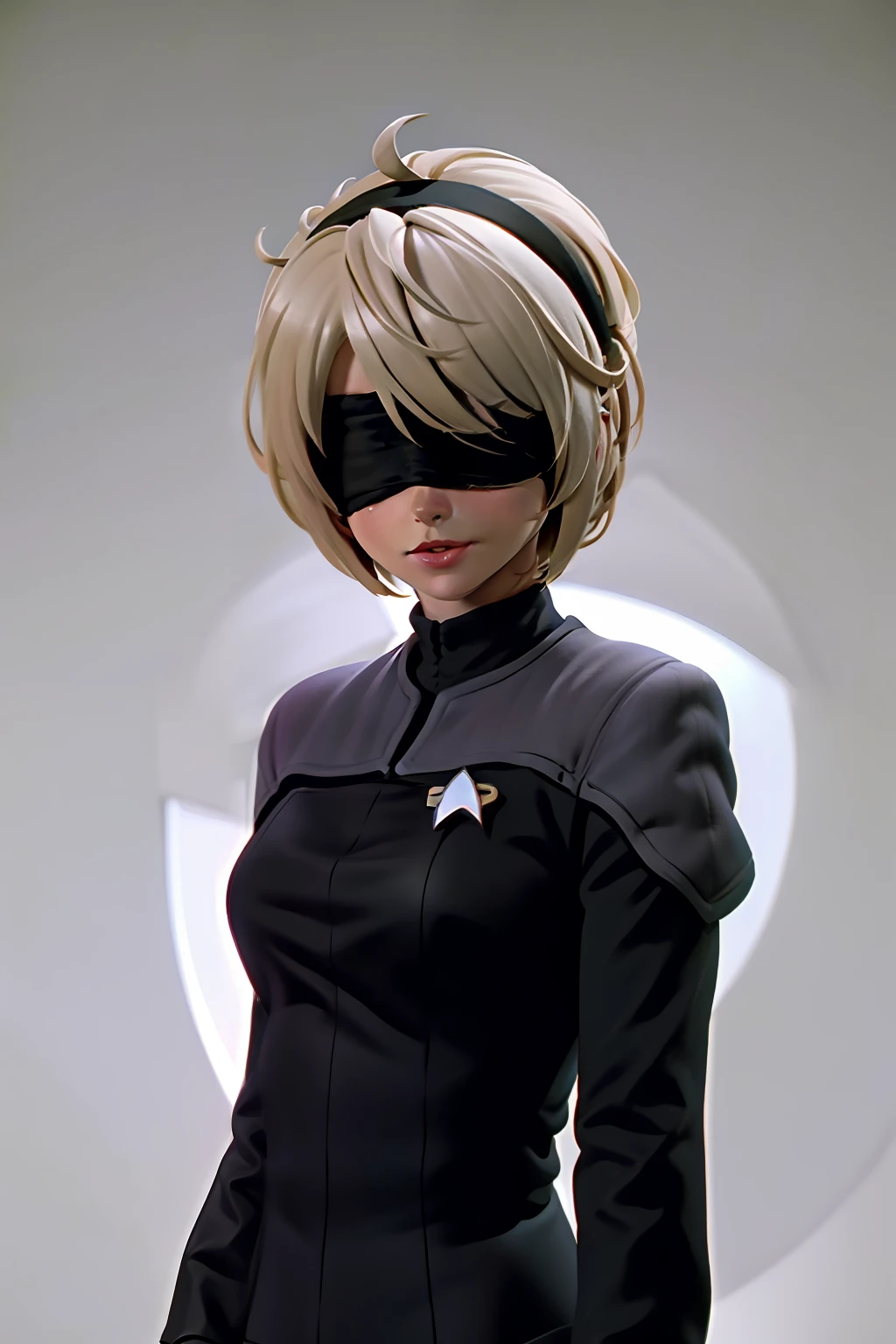 n_2b blindfold, black blindfold waring ds9st uniform