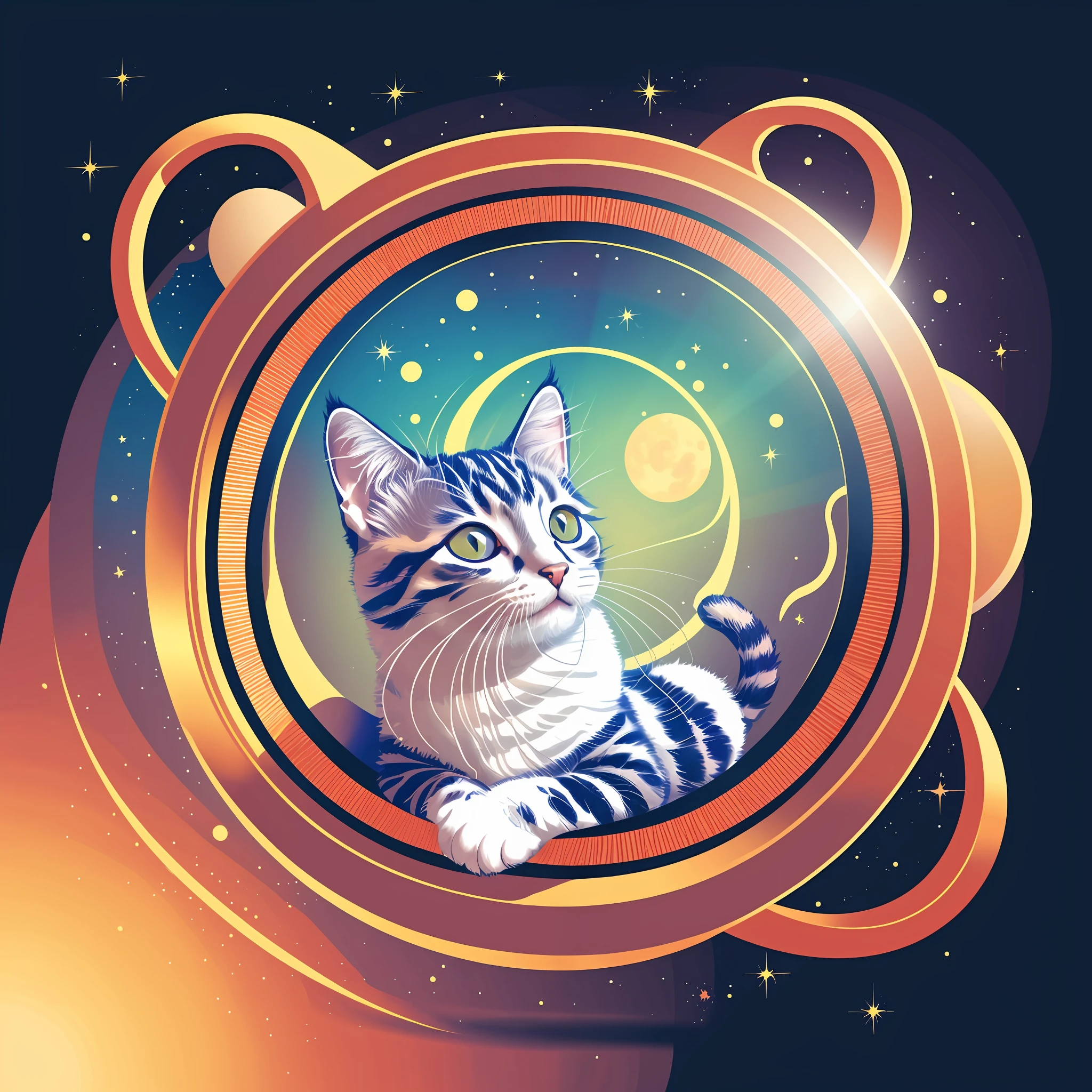 (1animal), cute Kitten in Space, T-Shirt Design, Midway, Vector Graphics, hydro74, (no human:1.2), (no humans:1.2), (no people:1.2), (non-human:1.2)