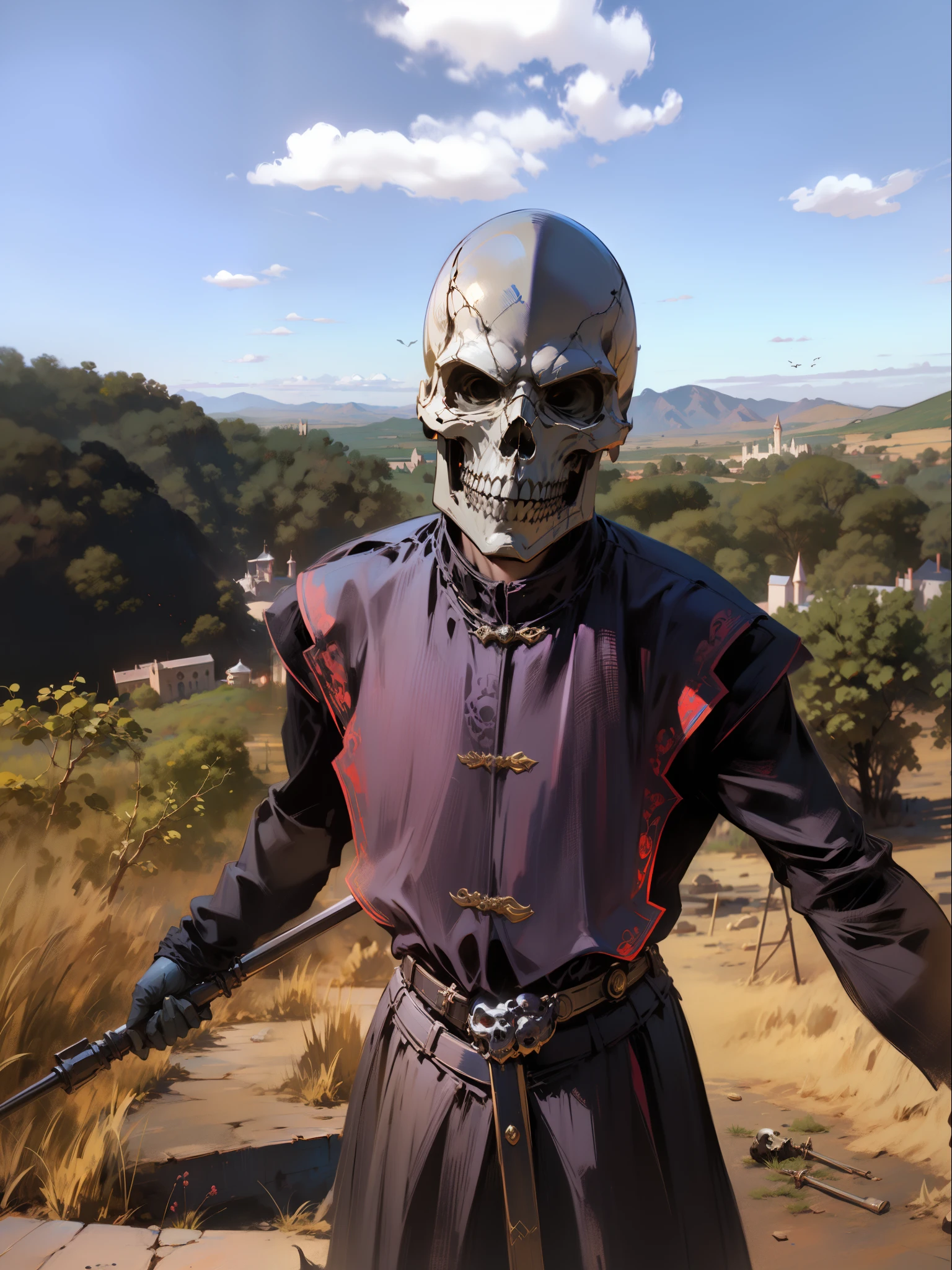Skull knight, castle at night, Gothic Realistic ,4k, , yellow eyes