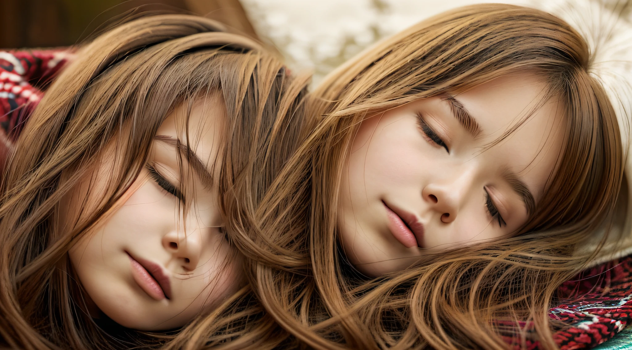 BLONDE CHILD GIRL WITH LONG HAIR WEARING A SCARF AND A HAT, SLEEPY FASHION MODEL FACE, SLEEPY, SLEEPY EXPRESSION, Marisa Kirisame, wearing cute RED scarf, prettier, sleeping, sick with a cold, Lalisa Manobal, Misa Amane*, very tired woman, sleeping, Takeyuki Kanda, Lalisa Manoban of blackpink