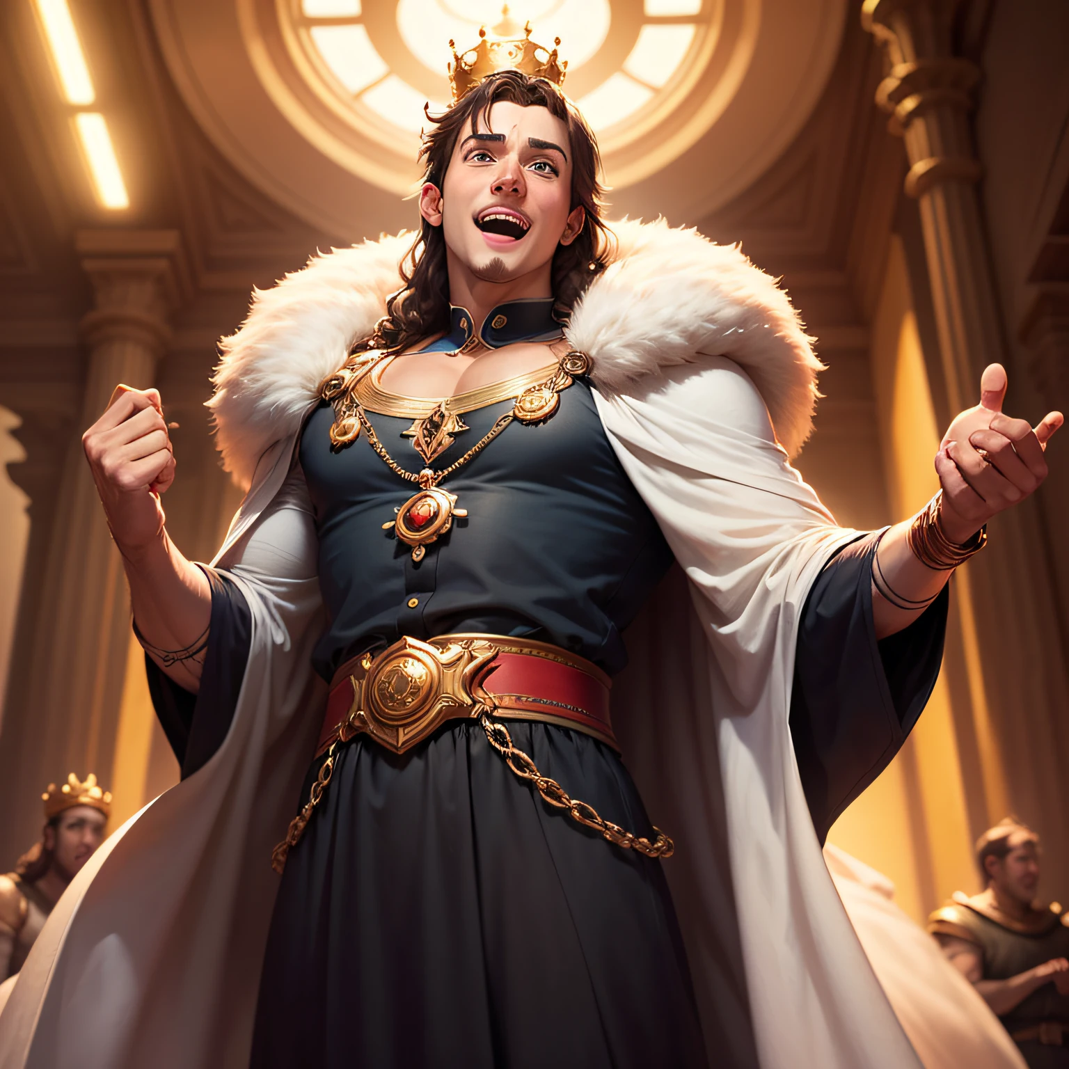 King Solomon, white-skinned, young and happy, Pixar style --auto