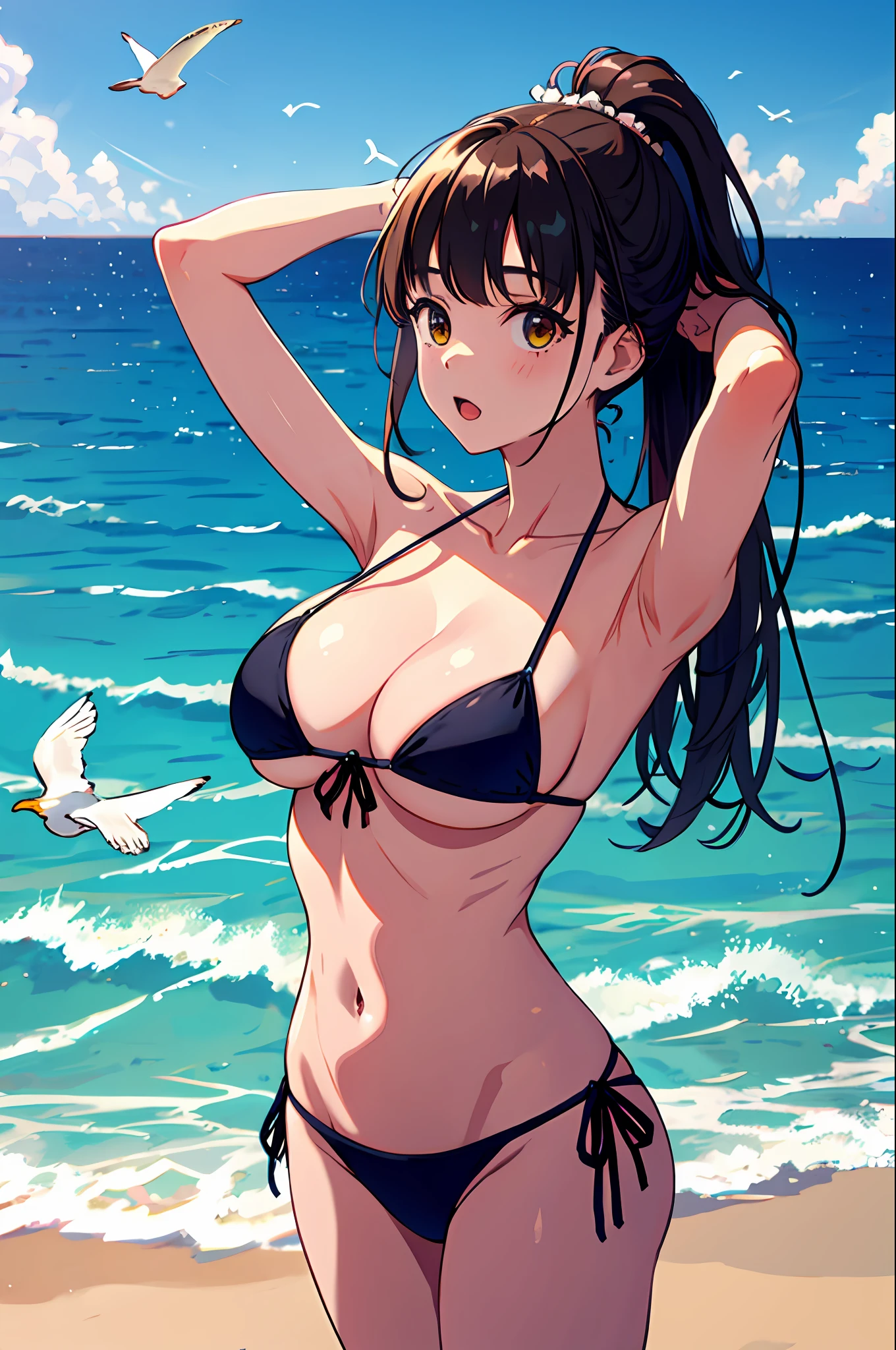 1 Girl, Seagull, Epilogue, Ocean, Bikini, Big Breasted