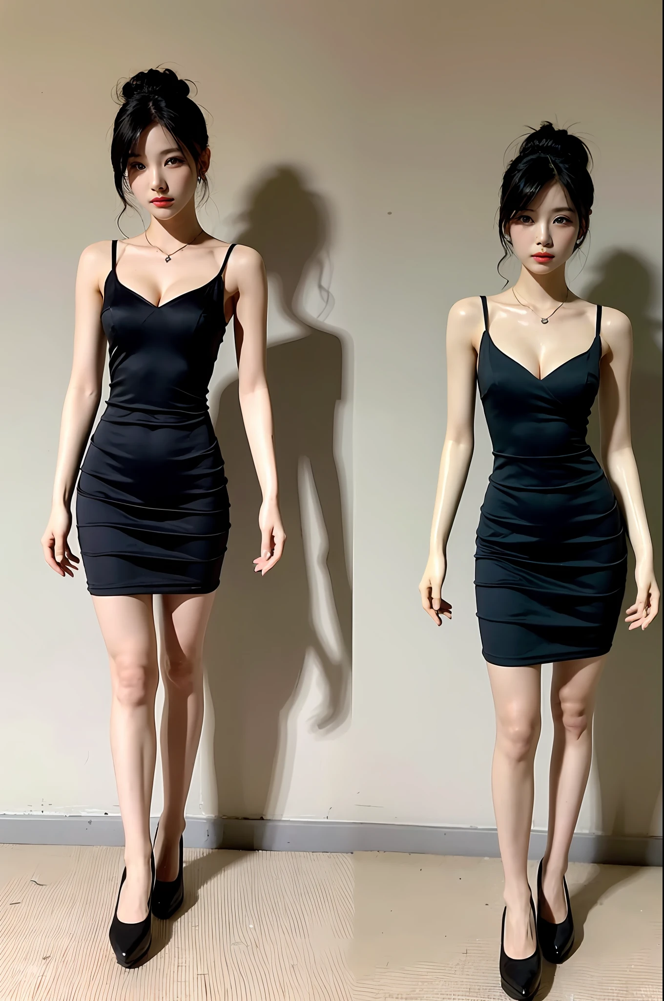 korean, beautiful woman, black hair, beautiful figure, beautiful figure, black dress