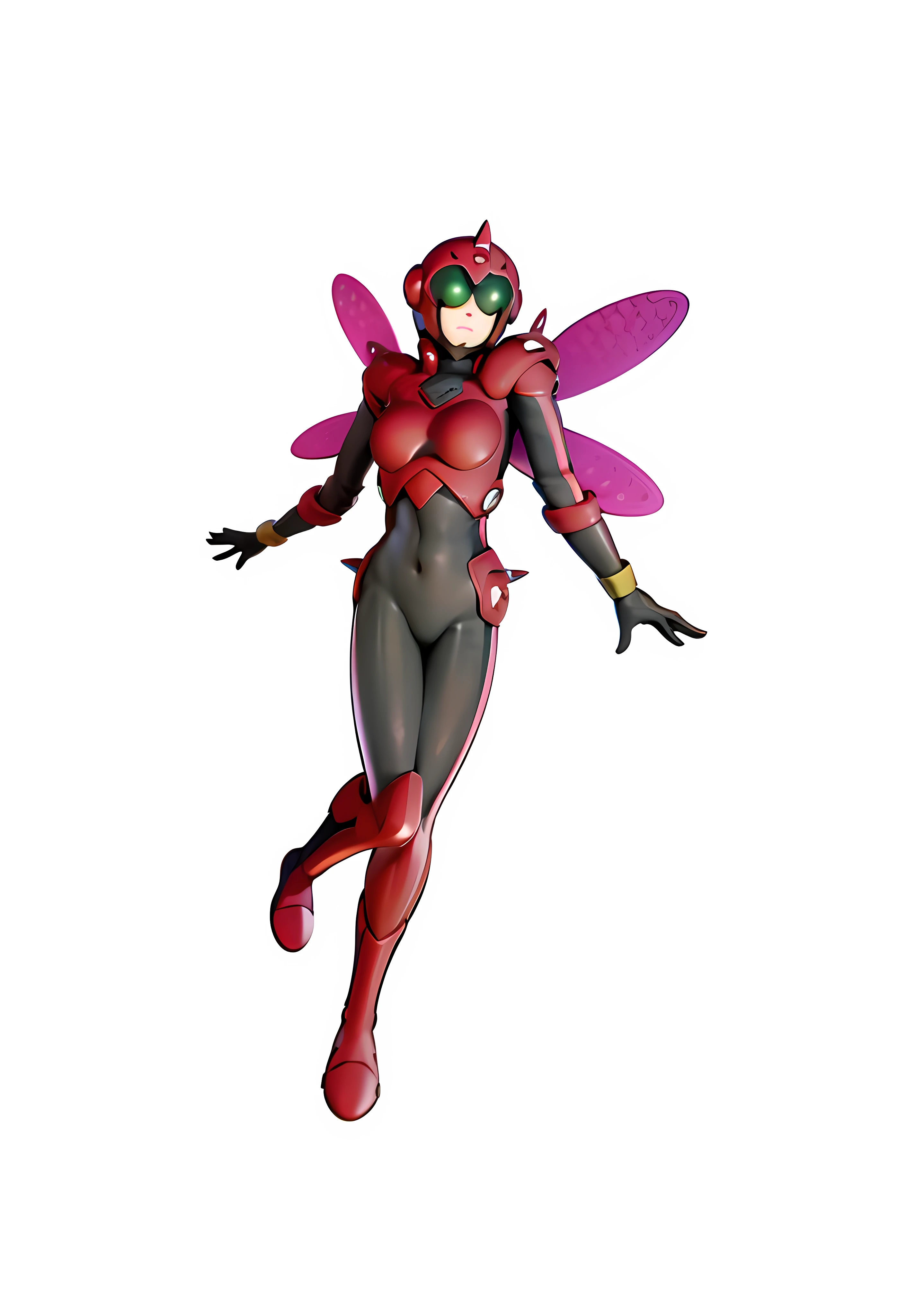 3D two-dimensional, insect female warrior, science fiction, redraw light and shadow, thick paint light and shadow, highlight the gel suit texture of the character tights, highlight the reflective texture of the character tights, highlight the sci-fi nano texture of the character armor part, optimize palm movements, optimize palm details, optimize leg details