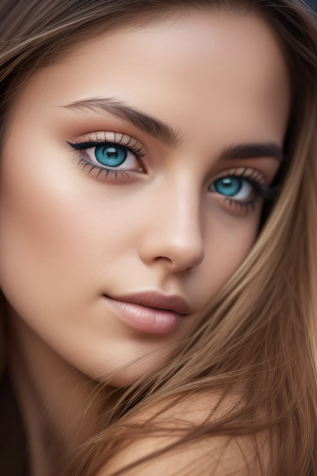 Award-winning close-up shot with vivid eye and skin detail, 200mm macro lens, in the heart of Lisbon's historic district, close-up of a woman,
a wonderful blend of Portuguese and Irish ancestry. This 21-year-old girl embodies a unique combination of cultures, her eyes are as deep as the Atlantic Ocean,
exceptional facial details captured with a Canon EOS R3 SLR camera,
hyperrealistic skin rendering showing every pore, dynamic evening lighting,
natural beauty, realistic facial features, Vogue Portugal cover photo style, f/11 --top light --ar 2:3 --q 2 --raw style