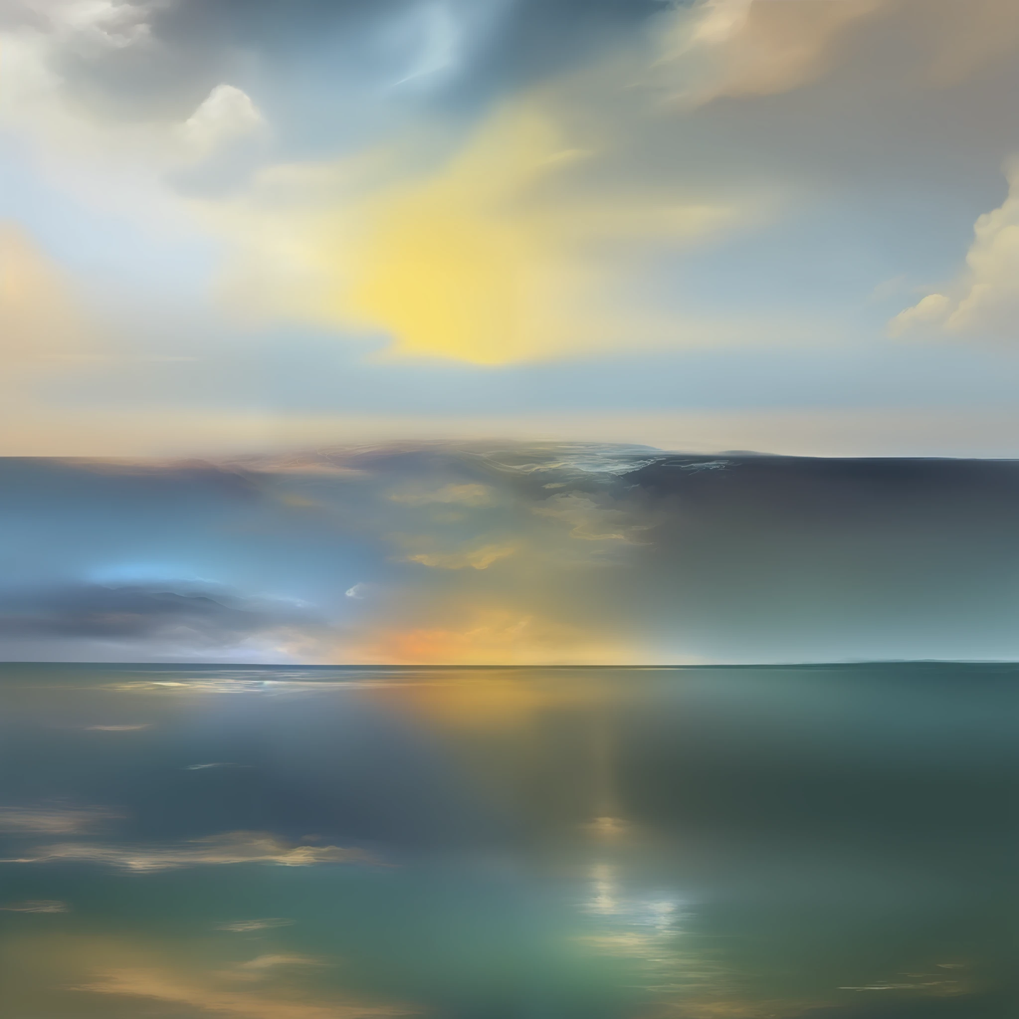 painting of a painting of a sky with clouds and water, digital oil on canvas, abstract nature landscape, digital expressive oil painting, digital oil painting, an abstract tropical landscape, oil digital painting, vivid abstract landscape, abstract landscape, oil painting in a modern style, painted in high resolution, inspired by Thomas Moran, impressionistic brushwork, in style of digital painting