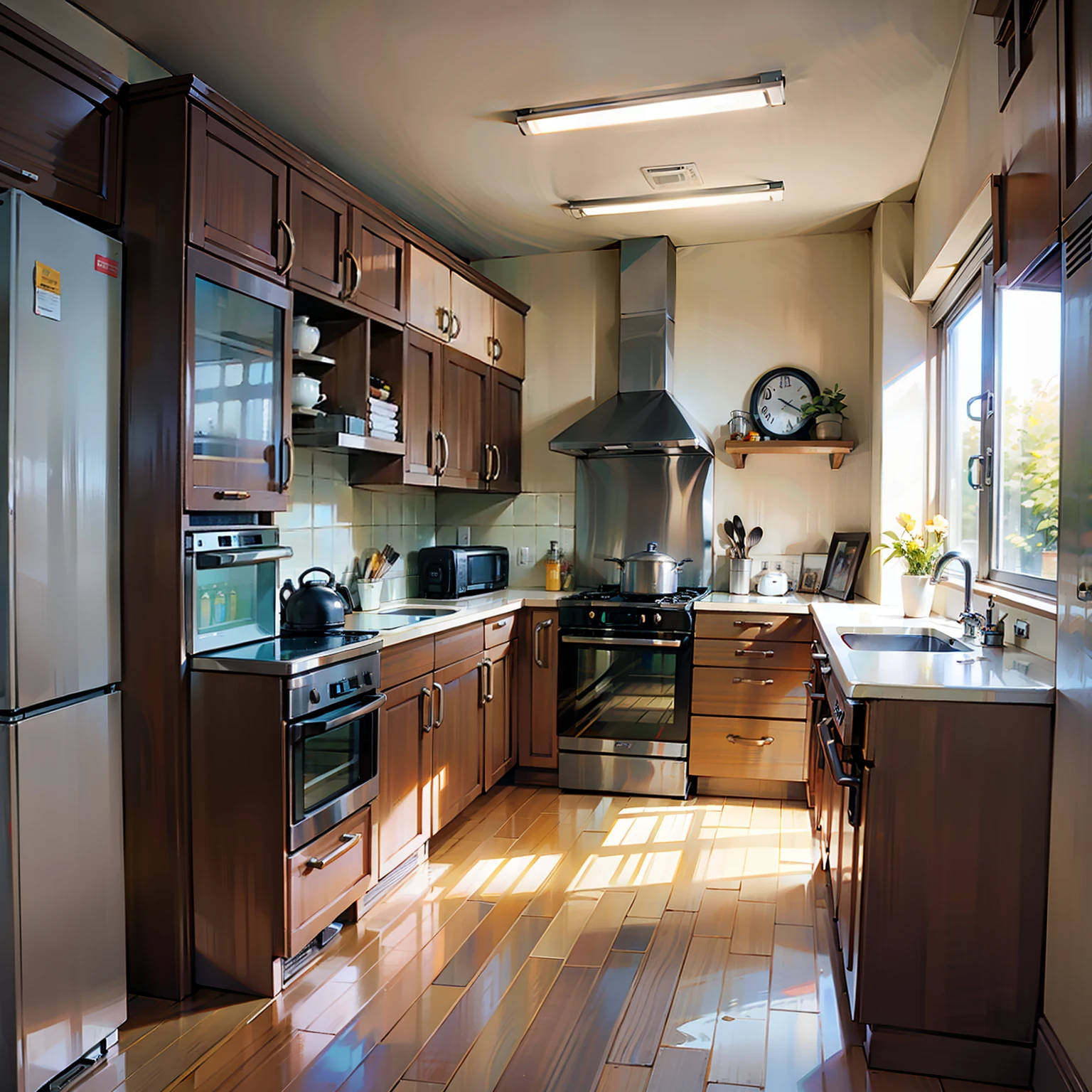 there is a kitchen with a stove, refrigerator, sink and a window, house kitchen on a sunny day, taken with sony a7r camera, shot on sony a 7 iii, taken with canon 5d mk4, shot with sony alpha 1 camera, photo taken with sony a7r, taken with sony alpha 9, photo taken with sony a7r camera