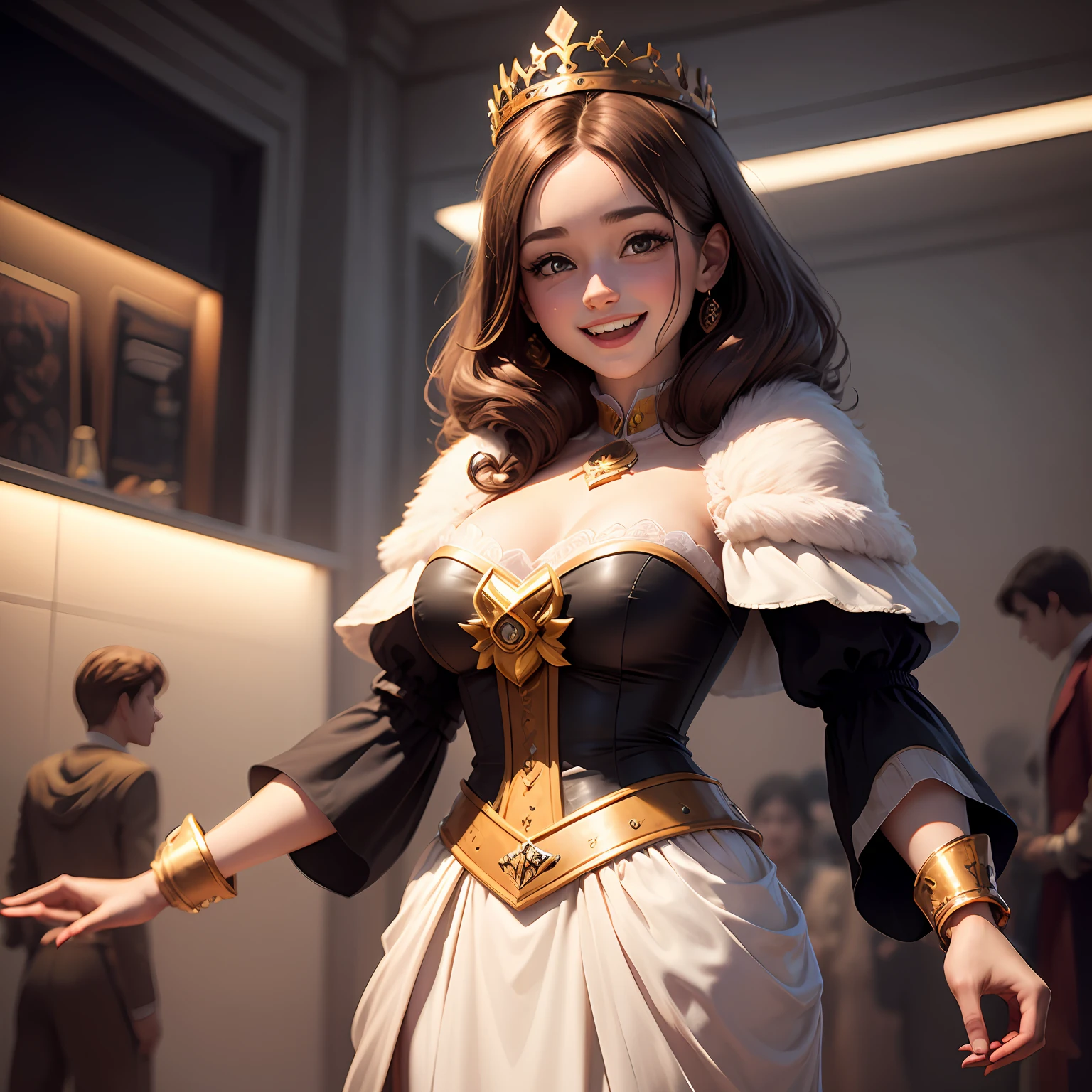Queen Esther, brown hair, young and happy, pixar style --auto