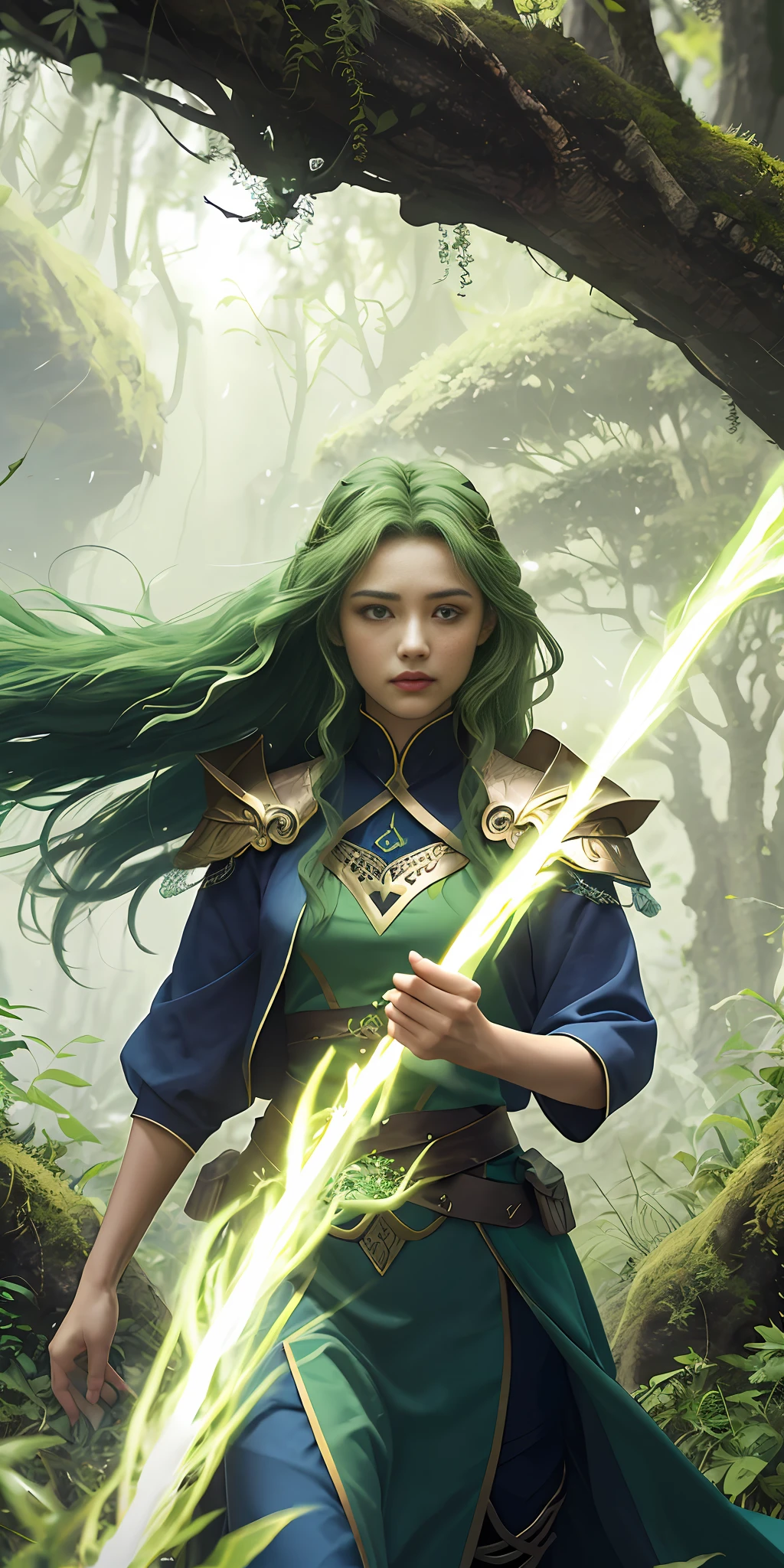 Name: Green Storm

Description:
Green Storm is an enigmatic heroine who possesses a deep connection to nature. Her name derives from the powers she controls over the elements of air and vegetation. She is a woman of imposing presence, with long flowing green hair and moss-colored eyes.

Skills:
Green Storm is able to control powerful winds and summon storms, using them both for protection and to disorient his enemies. She also has the ability to communicate with plants and manipulate the vegetation around her, creating natural obstacles or even launching attacks with sharp thorns and entangling roots.

Personality and History:
Green Storm is a lonely and mysterious soul. She spent much of her life in harmony with nature, developing a deep connection to the natural world. His motivation for joining the Defenders of Truth is to protect the beauty and balance of nature against any threat.

She is calm and serene, having a natural wisdom that reflects her knowledge of the cycles of life and the interconnectedness of all things. However, when provoked or when nature is threatened, it becomes a fearsome and unrelenting force.