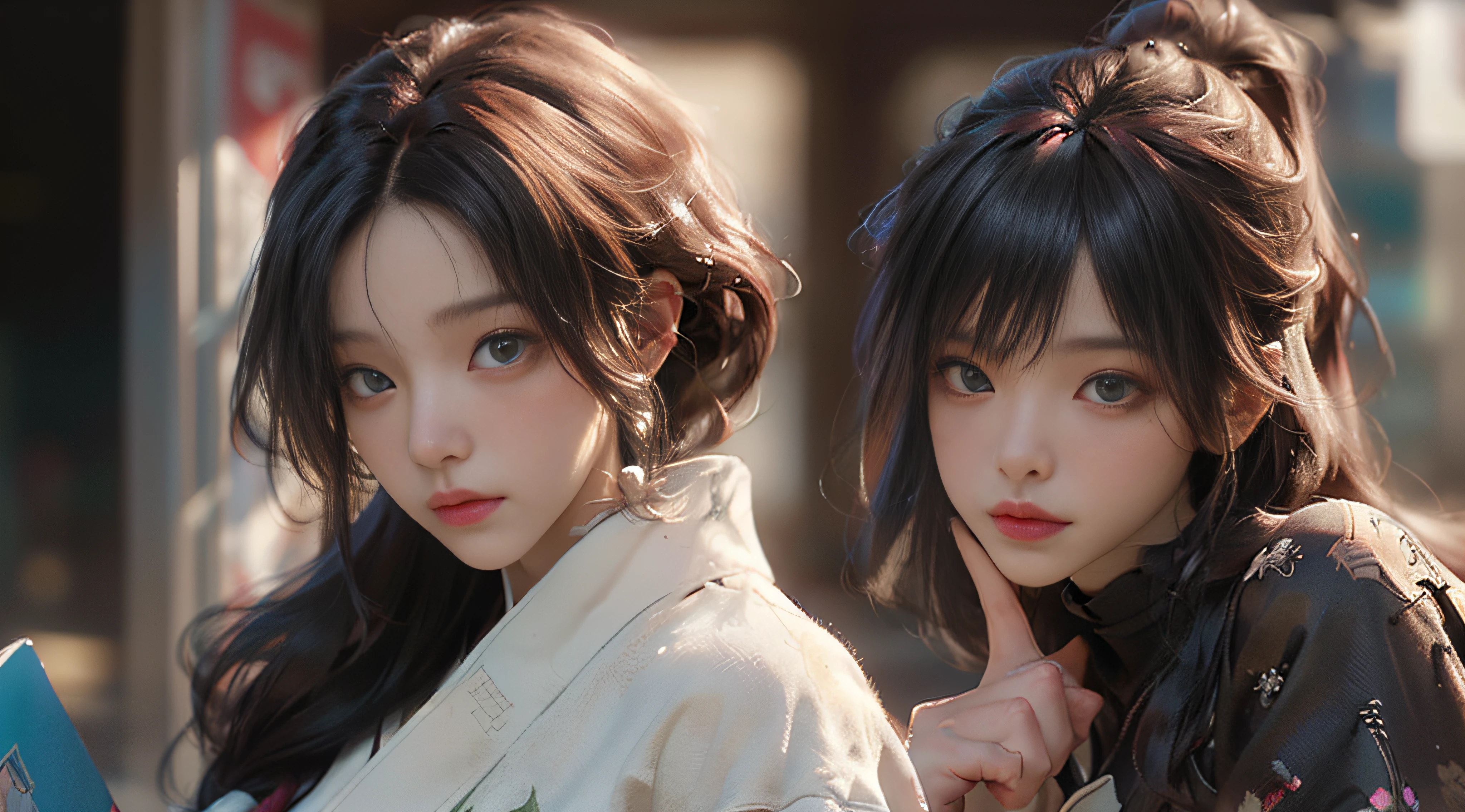 ((best best quality)), ((MasterPiece)), (Detail:1.4), 3D, A beautiful cyberpunk female image,HDR（high dynamic range）,RayTrace,nvidia rtx,The ultra-Resolution,Unreal 5,Subsurface scattering、pbr texturing、postprocessing、Anisotropic Filtering、depth offield、Maximum Clarity and Clarity、Many-Layer Textures、Albedo and Specular map、Surface coloring、Mitsu-Accurate simulation of material interactions、Perfect Scale、octanerendering、Two-colored light、large aperture、low ISO、white balance、Rule of Thirds、8K RAW、beautiful bright pupils，flowing robe，Fine pupils，Detailed face and eyes，Long Lashes，Blushlush，voluminous hair，Tender red lips
