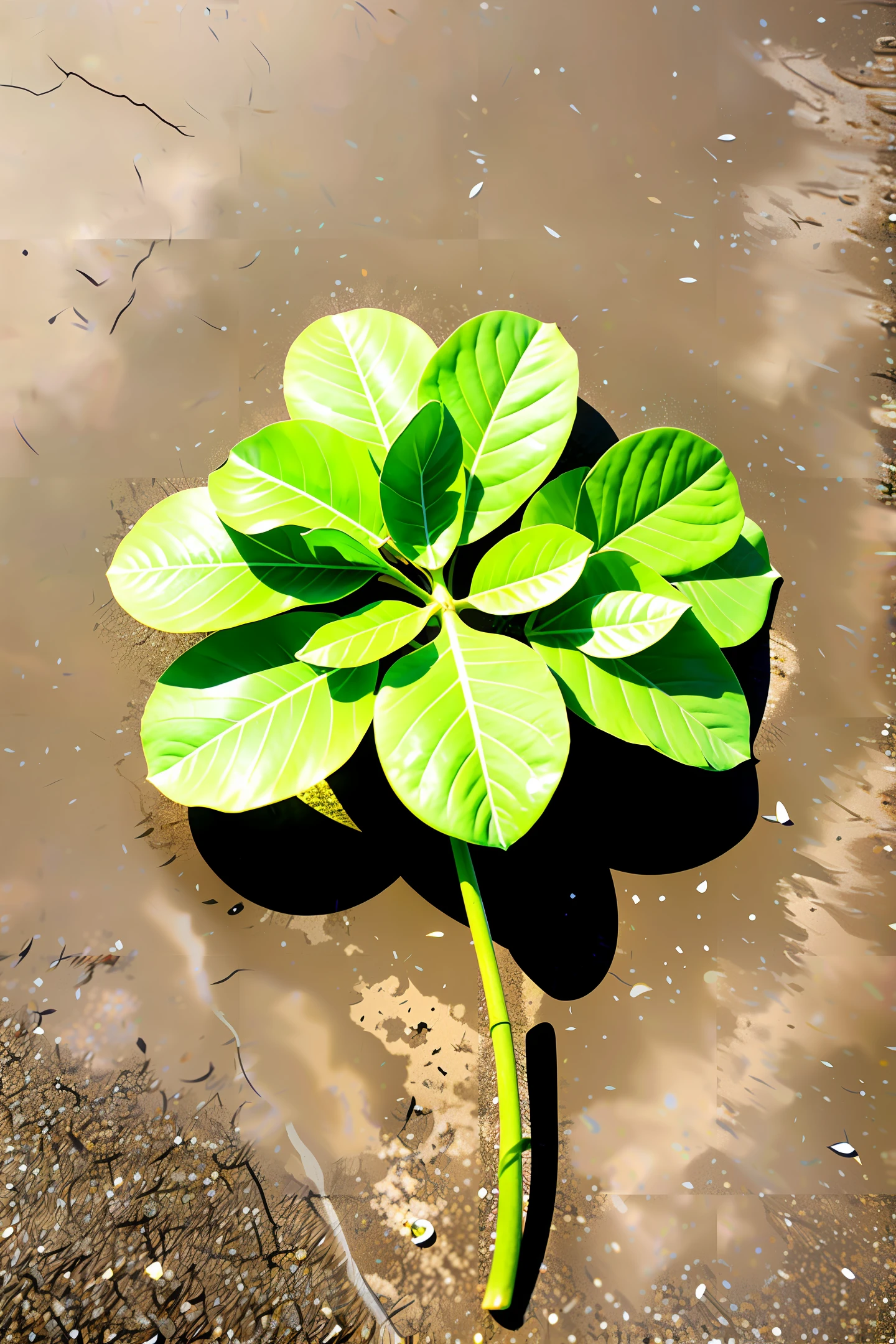 Clover of 4 leaves, yellow, green, beautiful, delicate.
