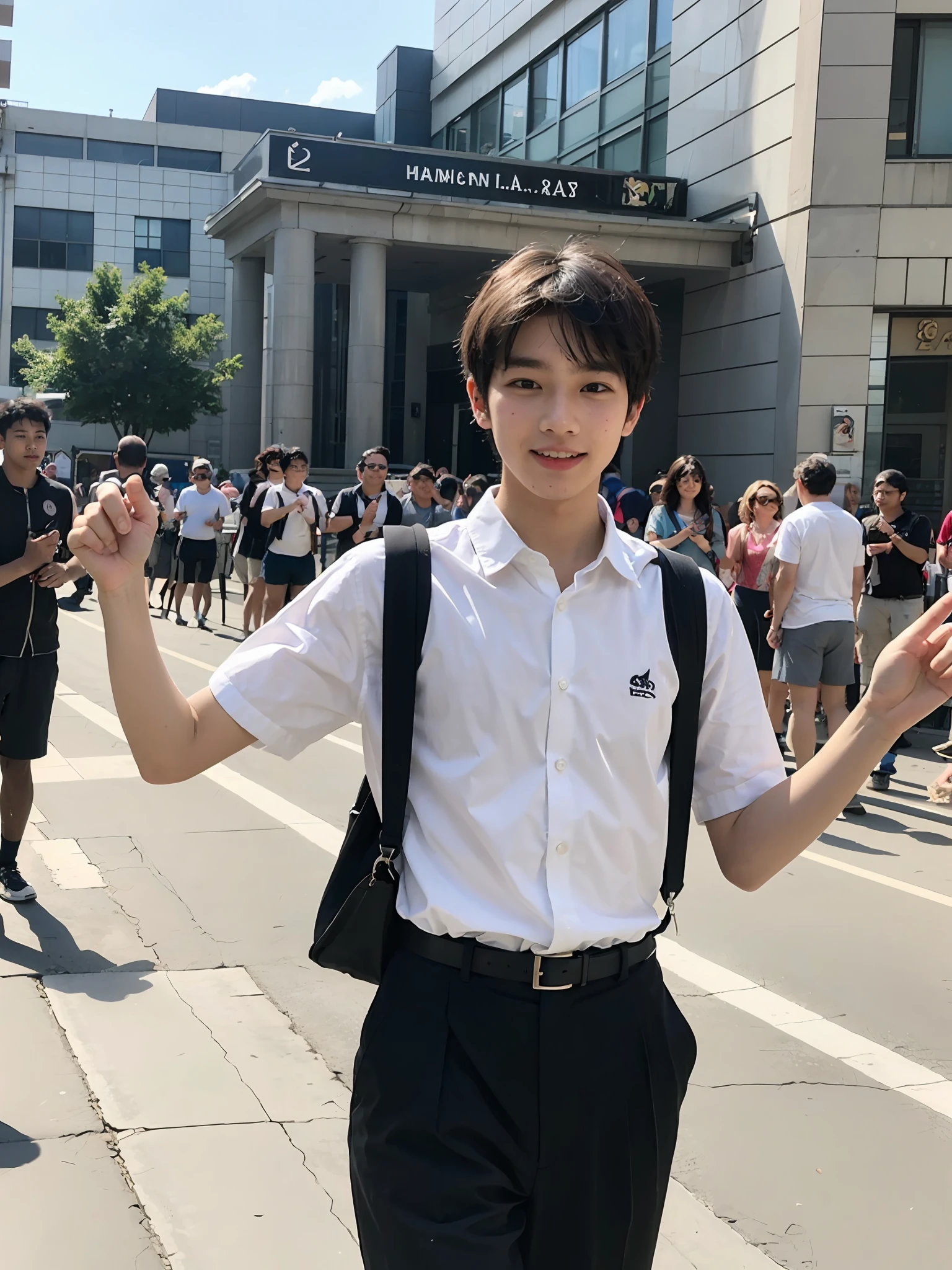 A boy, 15 years old, parading