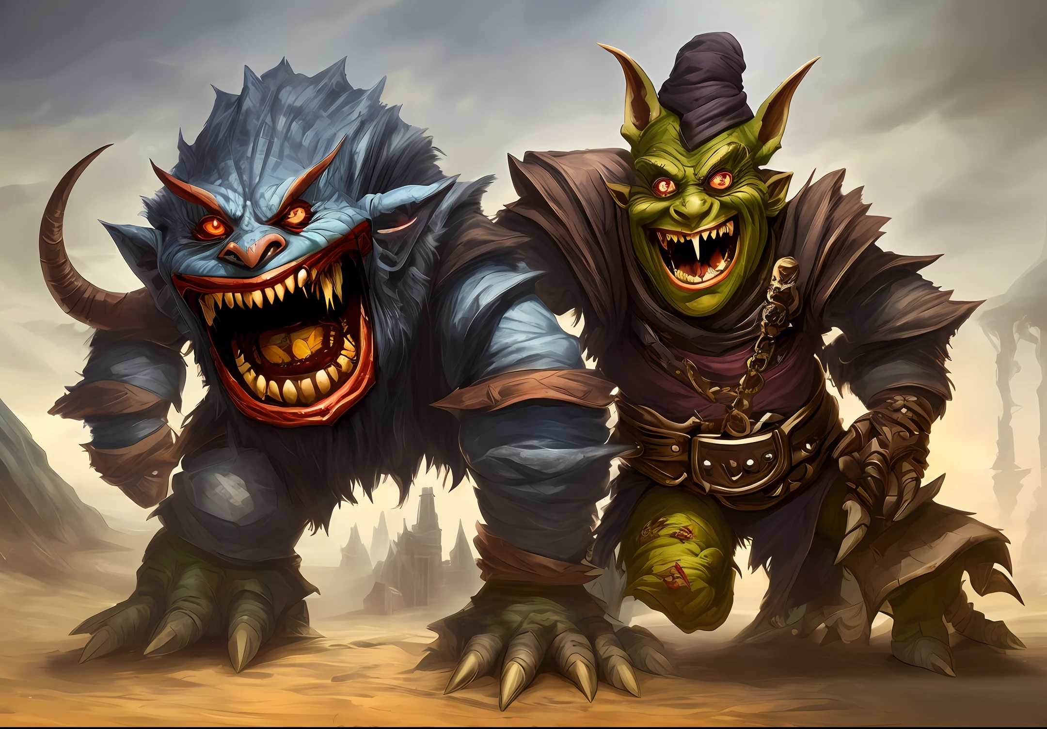 Dungeons and dragons. Chaotic goblin. Big nose. Creepy smile. Cute. Madness. Wild magic sorcerer.