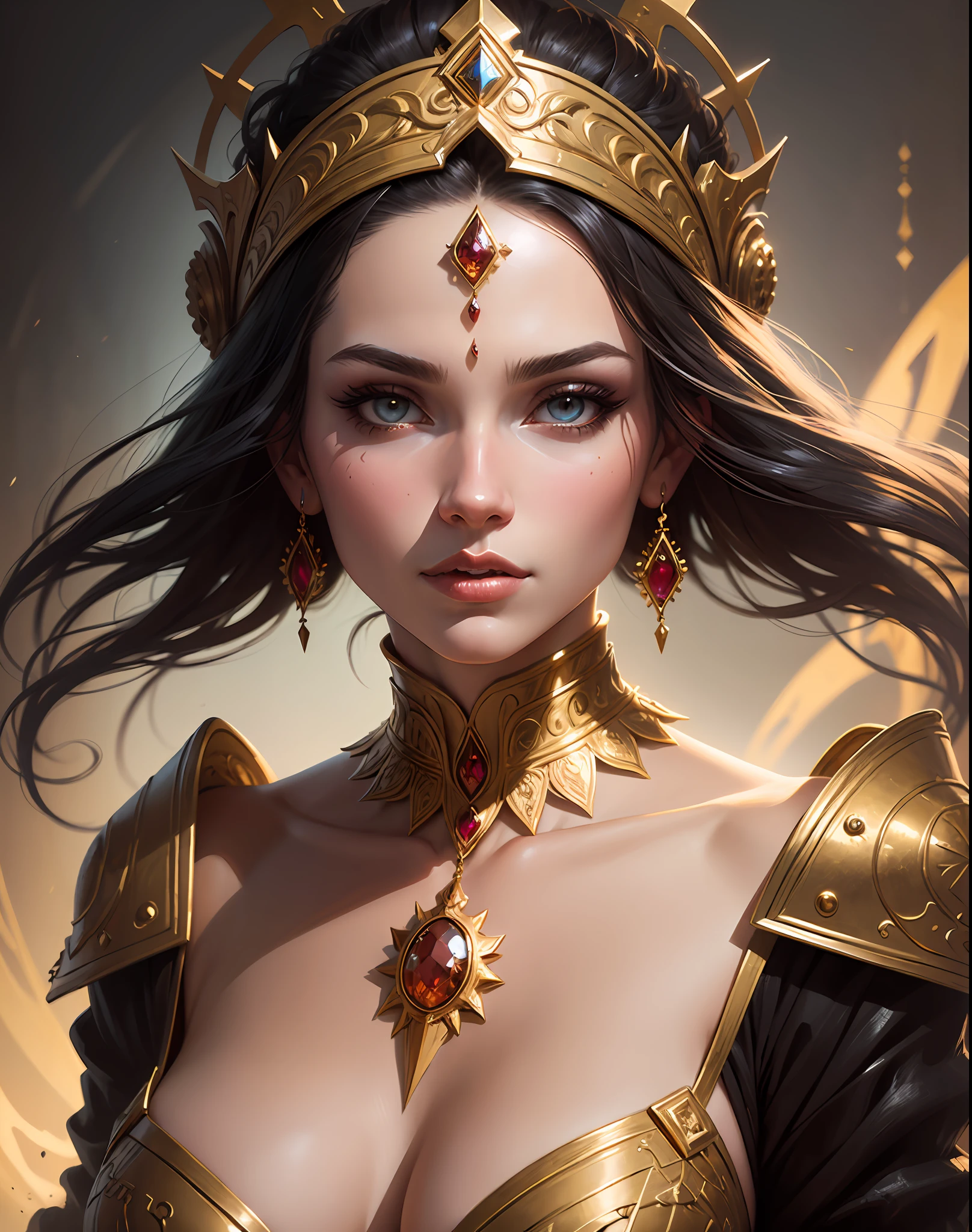 a painting of a woman in a white headdress and gold jewelry, karol bak and peter mohrbacher, karol bak uhd, goddess. extremely high detail, a stunning portrait of a goddess, fantasy concept art portrait, intricate wlop, tom bagshaw donato giancola, wlop art, fantasy portrait art, detailed matte fantasy portrait --auto