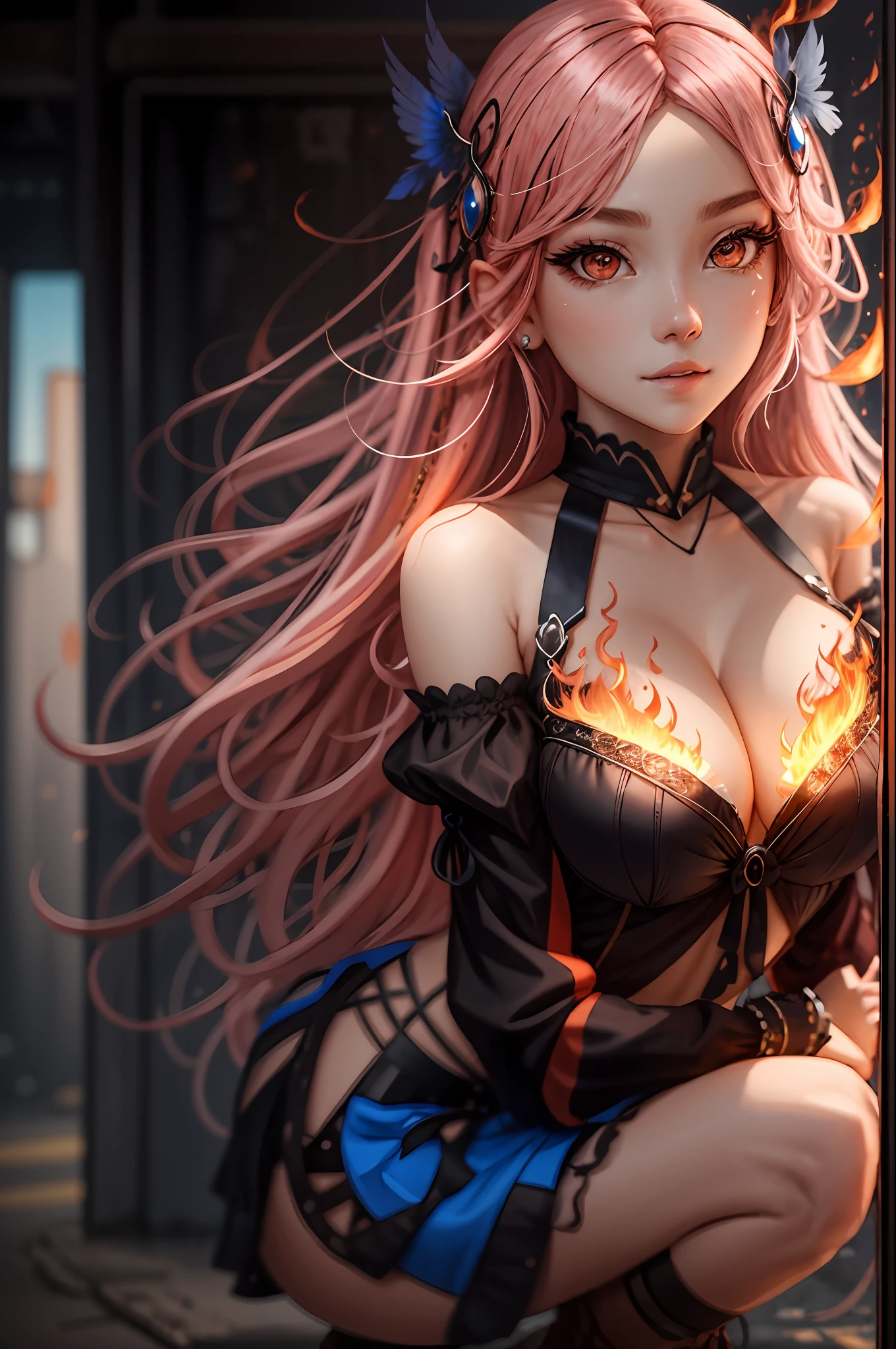 Realistic, realistic details, details
break
1 girl, beauty, seductive face,, fine skin, anicos_inori, pink hair, long hair, navel, parted sleeves, bare shoulders, center opening, cleavage, center breast, long feather hair clip, hair ornament, red eyes, thigh height,, full body, watch viewer,manipulate flame. Flame.
Blake, Another World, Miniskirt, Darkness. squatting cowgirl,,
, simple background
break
Perspective, blurred background, third rule, sharp focus, depth of field
break
(Urzan-6500-V1.1:0.2)