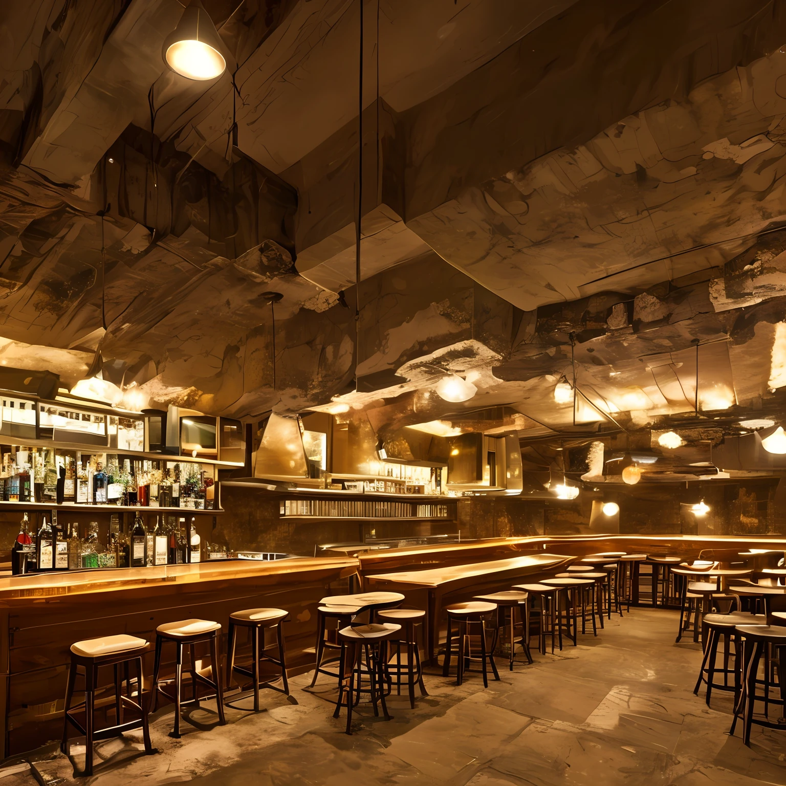 bar, inside a bunker in an enclosed place, post-apocalyptic, artificial colored lights, women, bar, enclosed place --auto