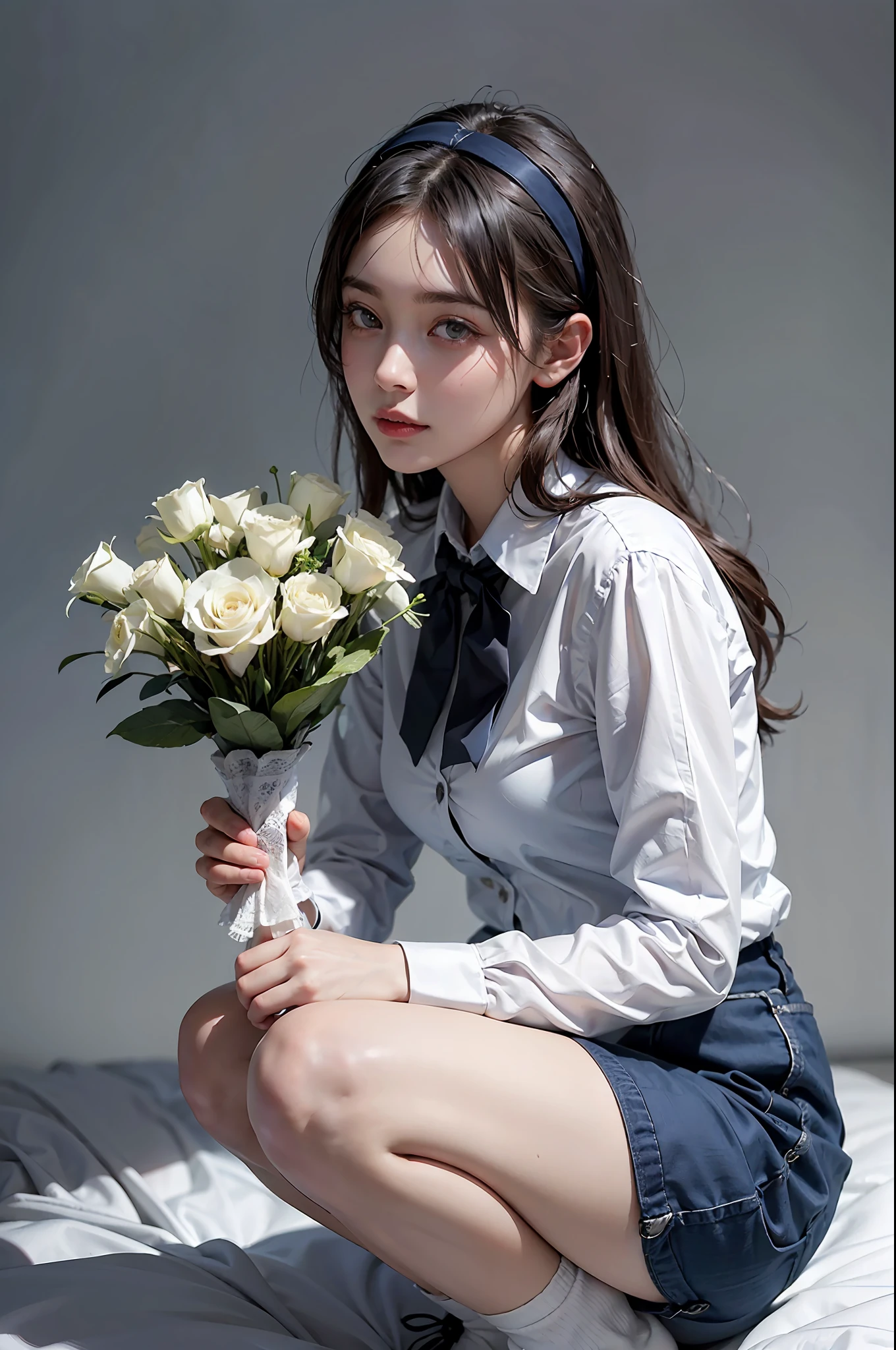 (realisitic、Photorealsitic:1.4), (8K、Raw photography、top-quality、​masterpiece:1.2)、cute little、ultra-detailliert、Heart-shaped pupil、physically-based renderingt、超A high resolution、Look at viewers、Photorealistic、Realistic、Solo, Photorealistic、top-quality、extra detailed face、extremely detailed eye and face、beatiful detailed eyes、 Adult woman in Lolita style posing for photo, Erotic look, Full body!!, angelic pretty, A dark-haired、pale-blue、Erotic Poses, white  panties, White ruffled socks, (Standing Pose), Background of the majestic temple