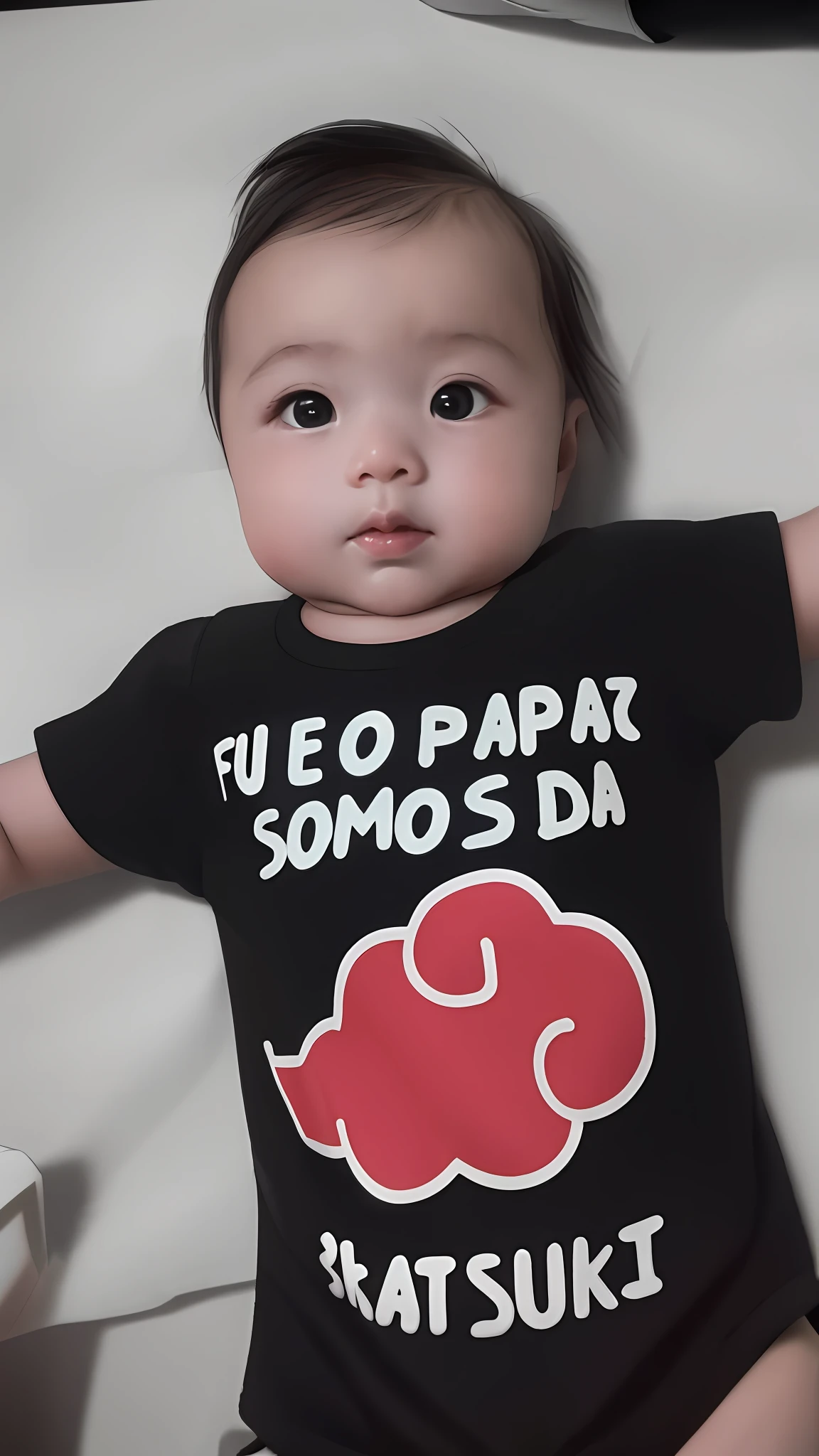 Beautiful baby | black clothes, dark environment, pink, white background, front lighting, scenery