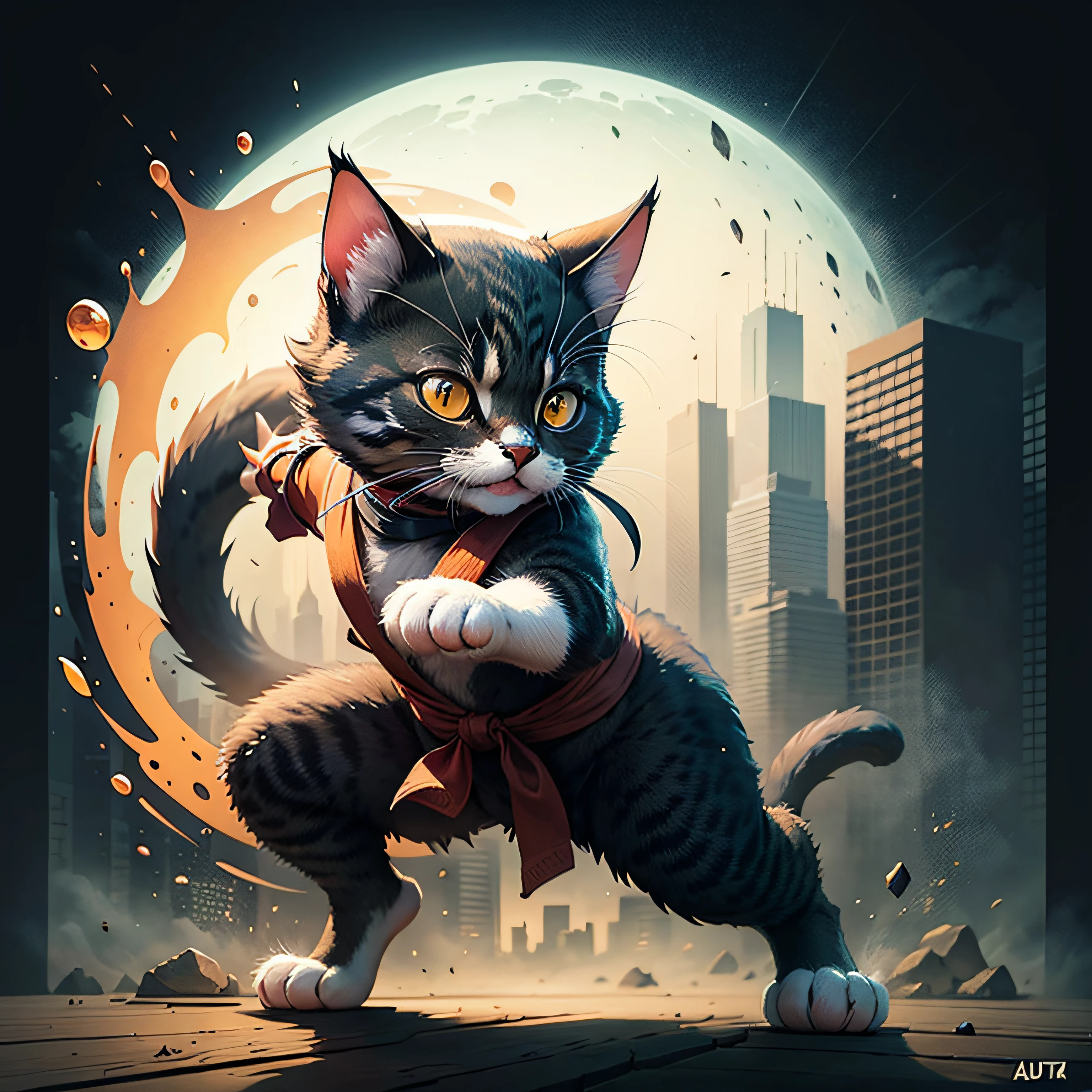 Cartoon mode illustration of a ninja cat --auto
