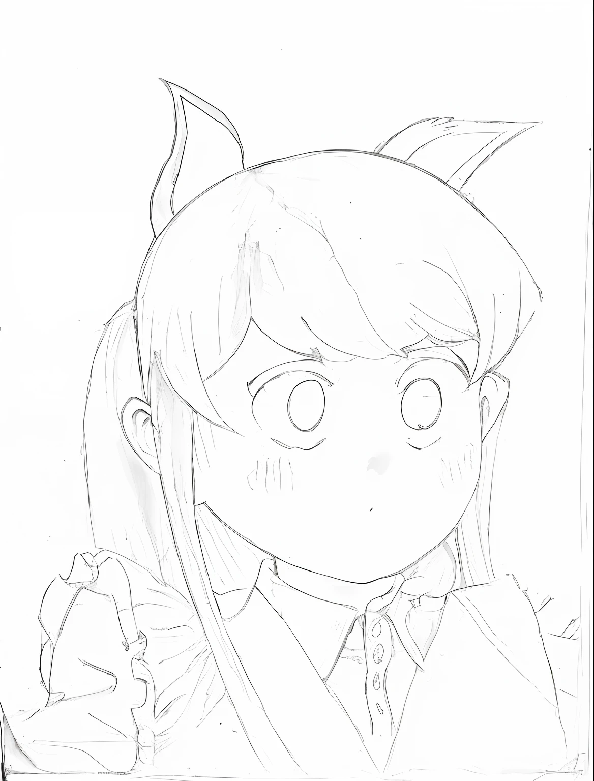 a drawing of a girl with horns and a cat ears, anime shading), clean anime outlines, anime girl with cat ears, anime catgirl, by Naka Bokunen, anime shading, girl with cat ears, flat anime style shading, anime sketch, loli, cute anime catgirl, inspired by Takehisa Yumeji, a manga drawing
