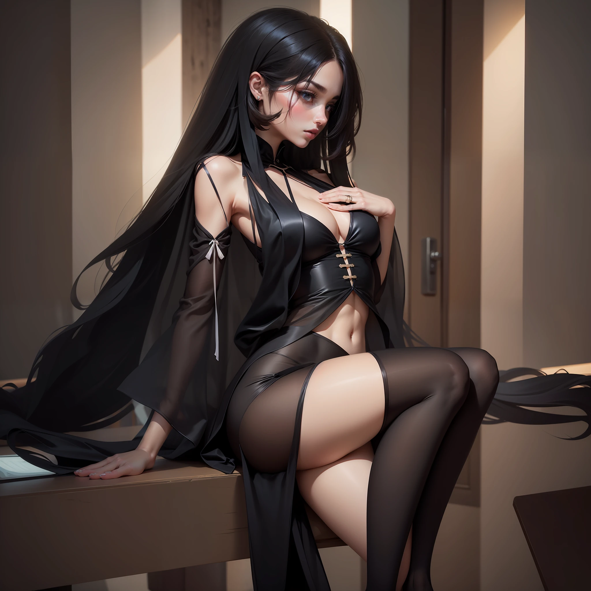 Put on black silk