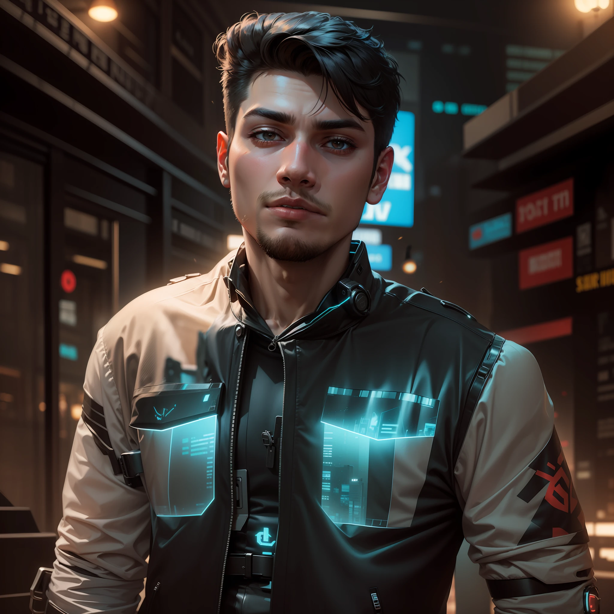 Change background cyberpunk handsome boy ,