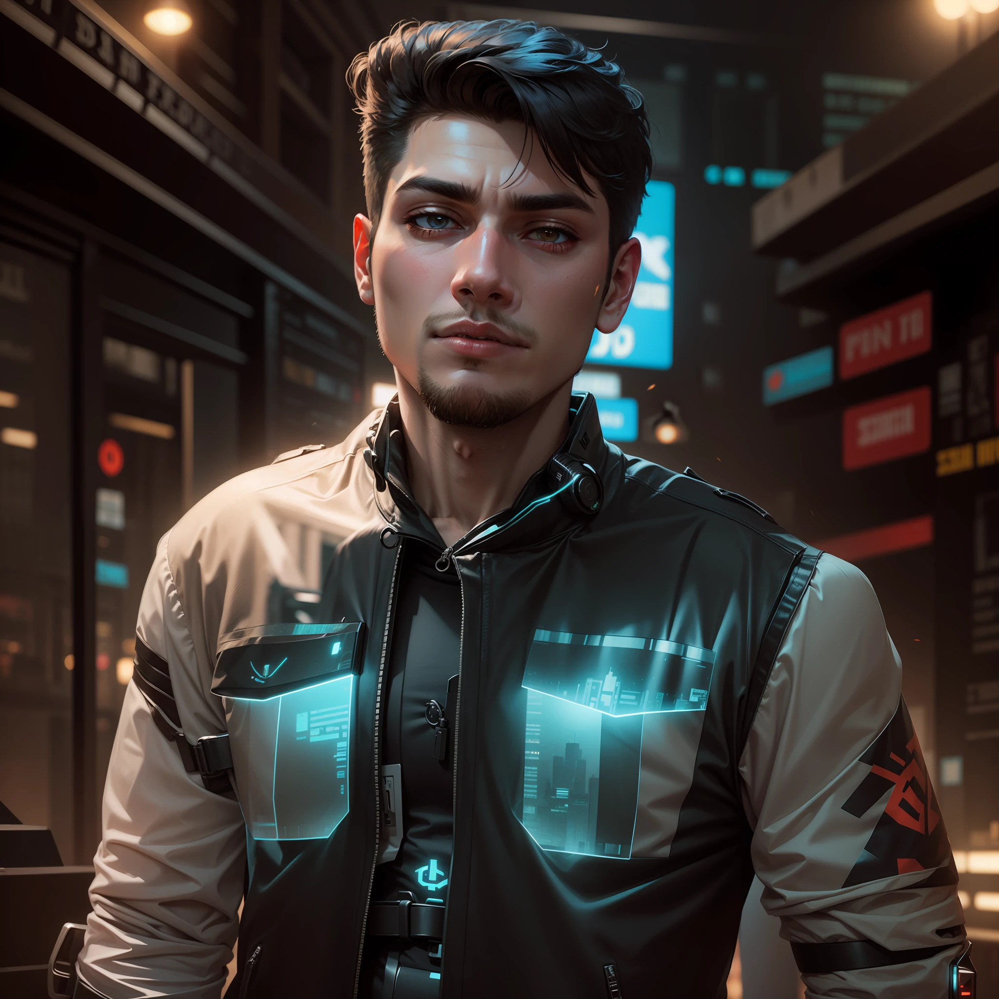Change background cyberpunk handsome boy ,