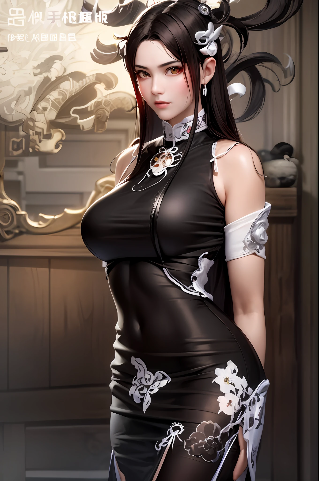 a close up of a woman in a white dress posing for a picture, full body xianxia, trending on cgstation, succubus in tight short dress, on cheongsam, a beautiful fantasy empress, Tifa, japanese goddess, seductive tifa lockhart portrait, ornate cosplay, pale milky white porcelain skin, Tifa Lockhart, gorgeous chinese model, inspired by Wang Meng