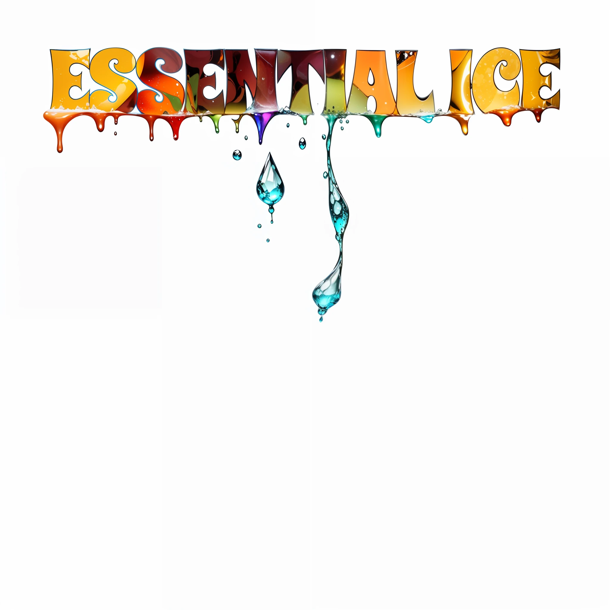 Frozen, crystallized and transparent water, crystallized ices, falling drops