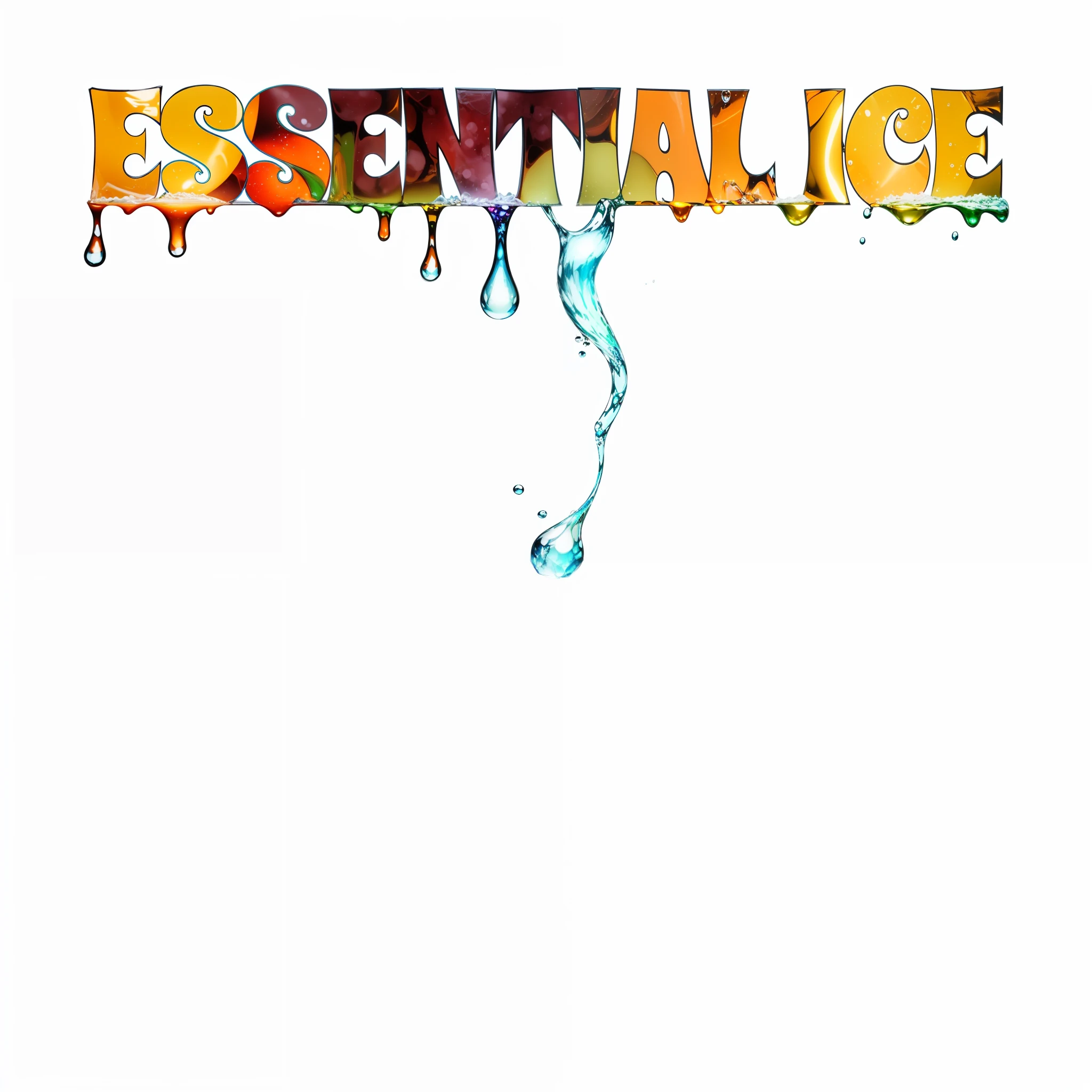 Frozen, crystallized and transparent water, crystallized ices, falling drops
