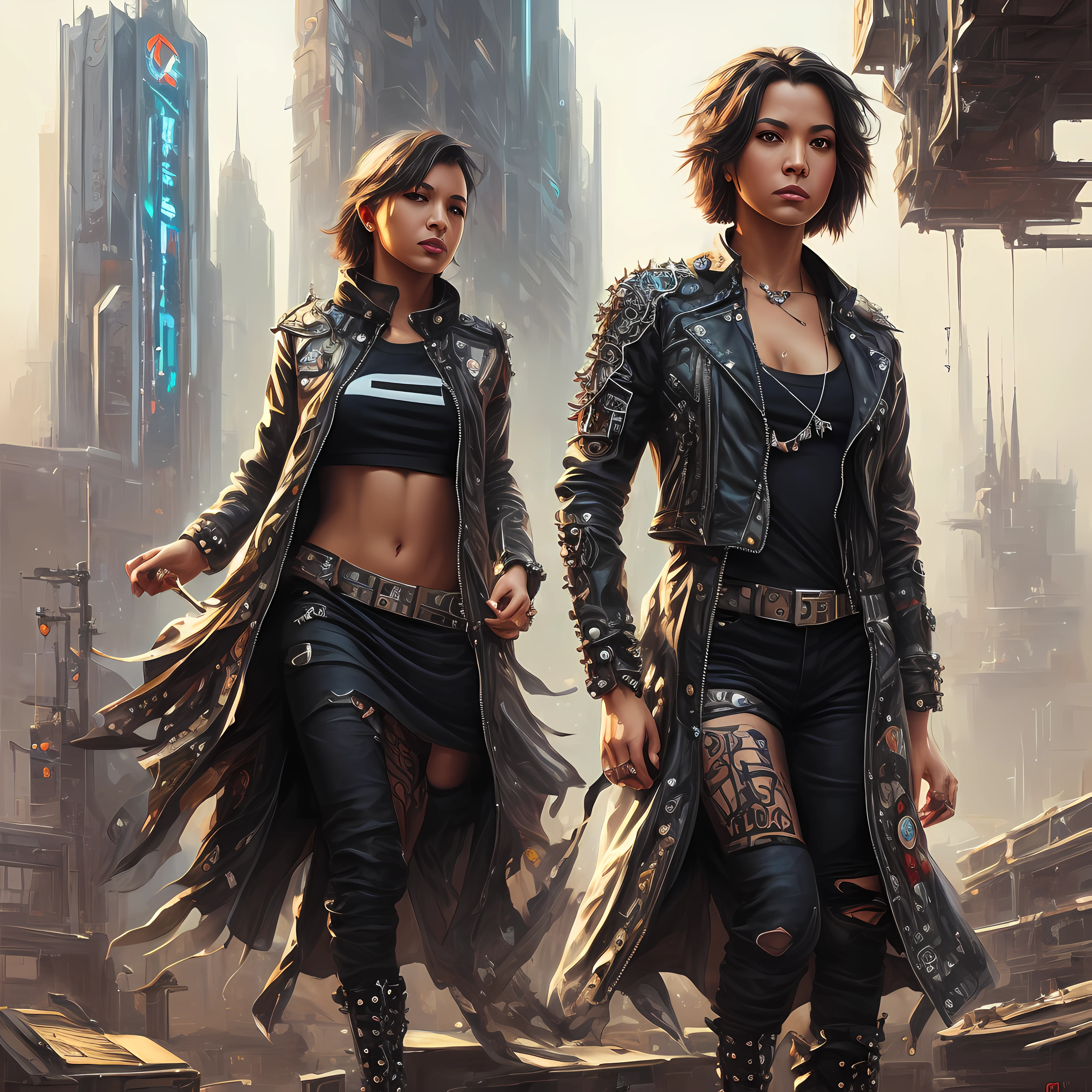 full length portrait of futuristic cyberpunk mixed race woman wearing a punk jacket and punk boots, (black and white), monochrome, (muscular), (thicc), (((detailed face))), best quality, 8k, masterpiece, detailed, professional majestic oil painting by Ed Blinkey, Atey Ghailan, Studio Ghibli, by Jeremy Mann, Greg Manchess, Antonio Moro, Intricate, High Detail, Sharp focus, dramatic, photorealistic painting art --auto