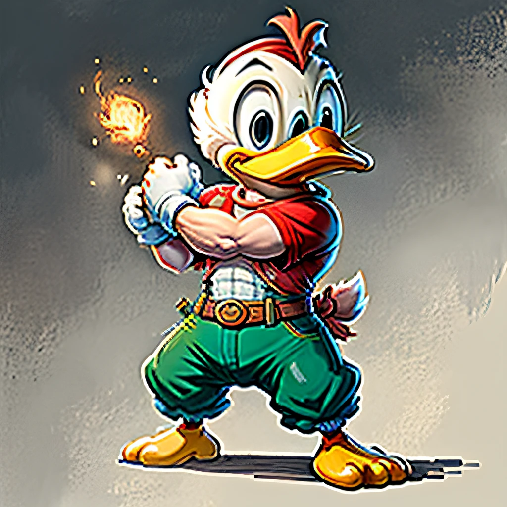 Donald Duck, Muculous, Stright Fite Player, With Baki Hanma Body, Shredded Drawing