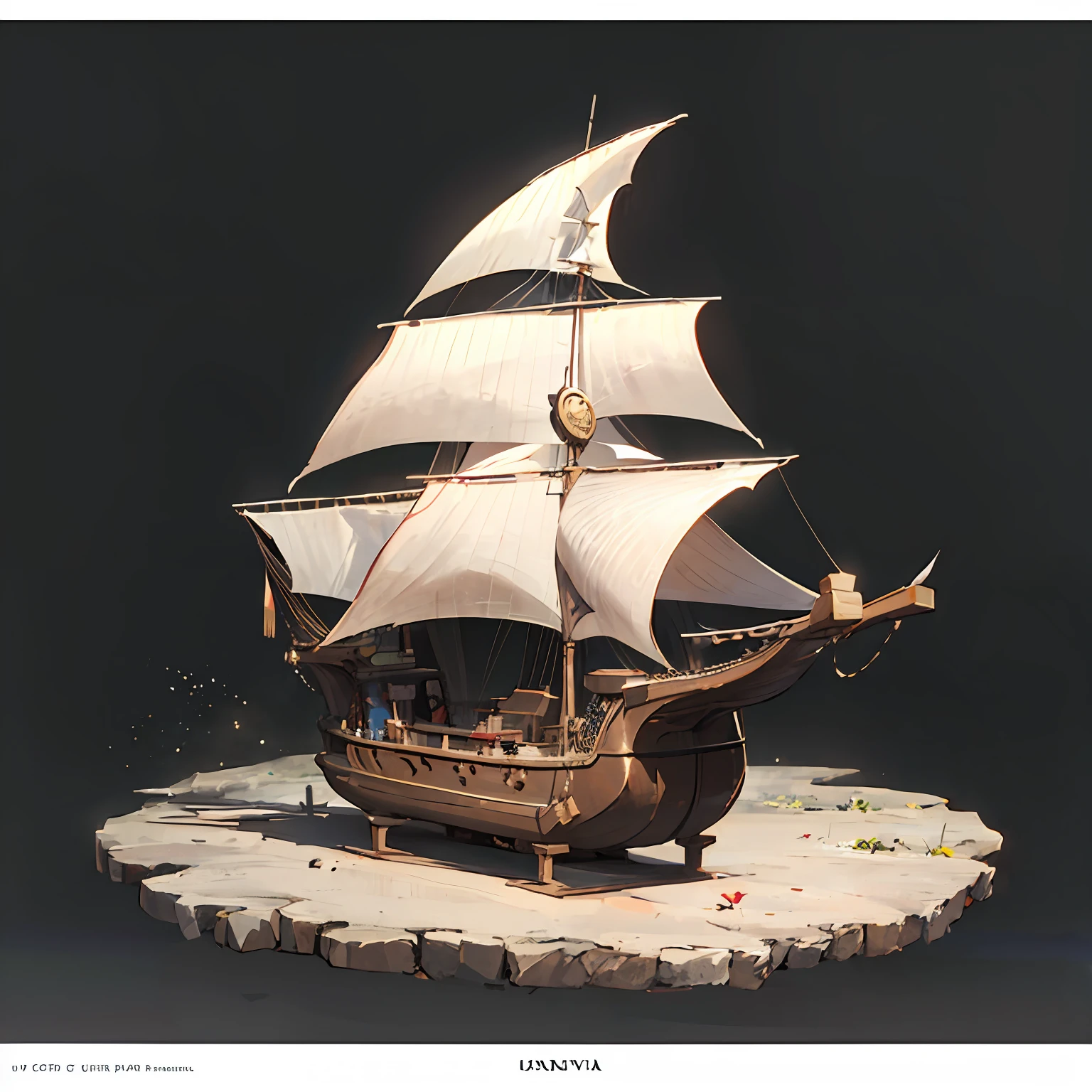 logo of a Portuguese caravel, image with black background, no details in the background, black image background, neutral background --auto