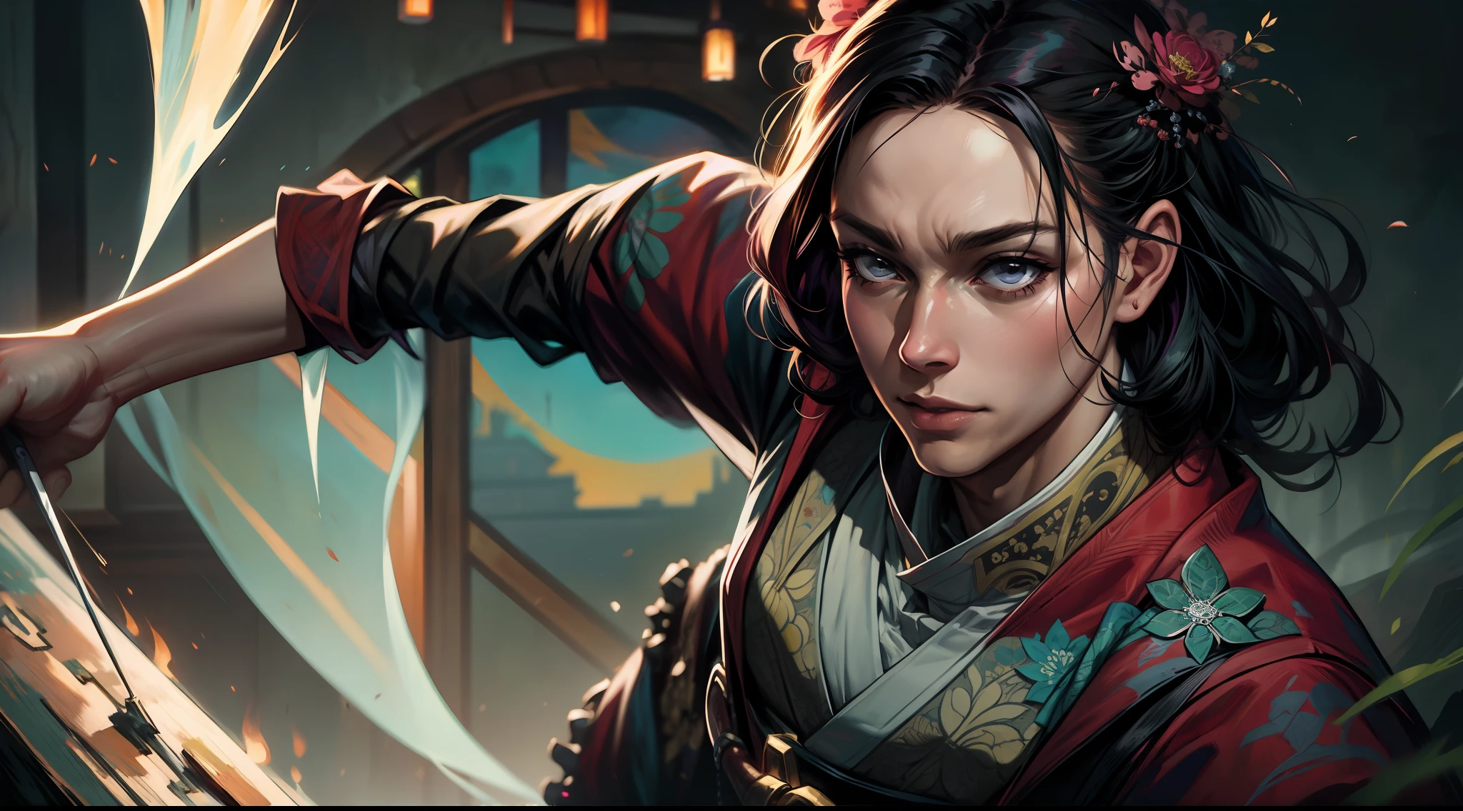 Tanjiro Kamado anime Demon Slayer, Kimetsu no yaiba anime, dynamic poses, .masterpiece: 1.2, best quality), realistic, (real image, intricate details, depth of field), high detail hands,, dynamic manga oil painting poster by Joseph Christian Leyendecker & James Jean & Anders Zorn & Jeremy Mann & Alphonse Mucha, a dynamic pose, happycore, flowerpunk, samuraicore, demon slayer intricate details, dynamic portrait, dramatic lighting, backlit, rip light, vibrant, League of legends style