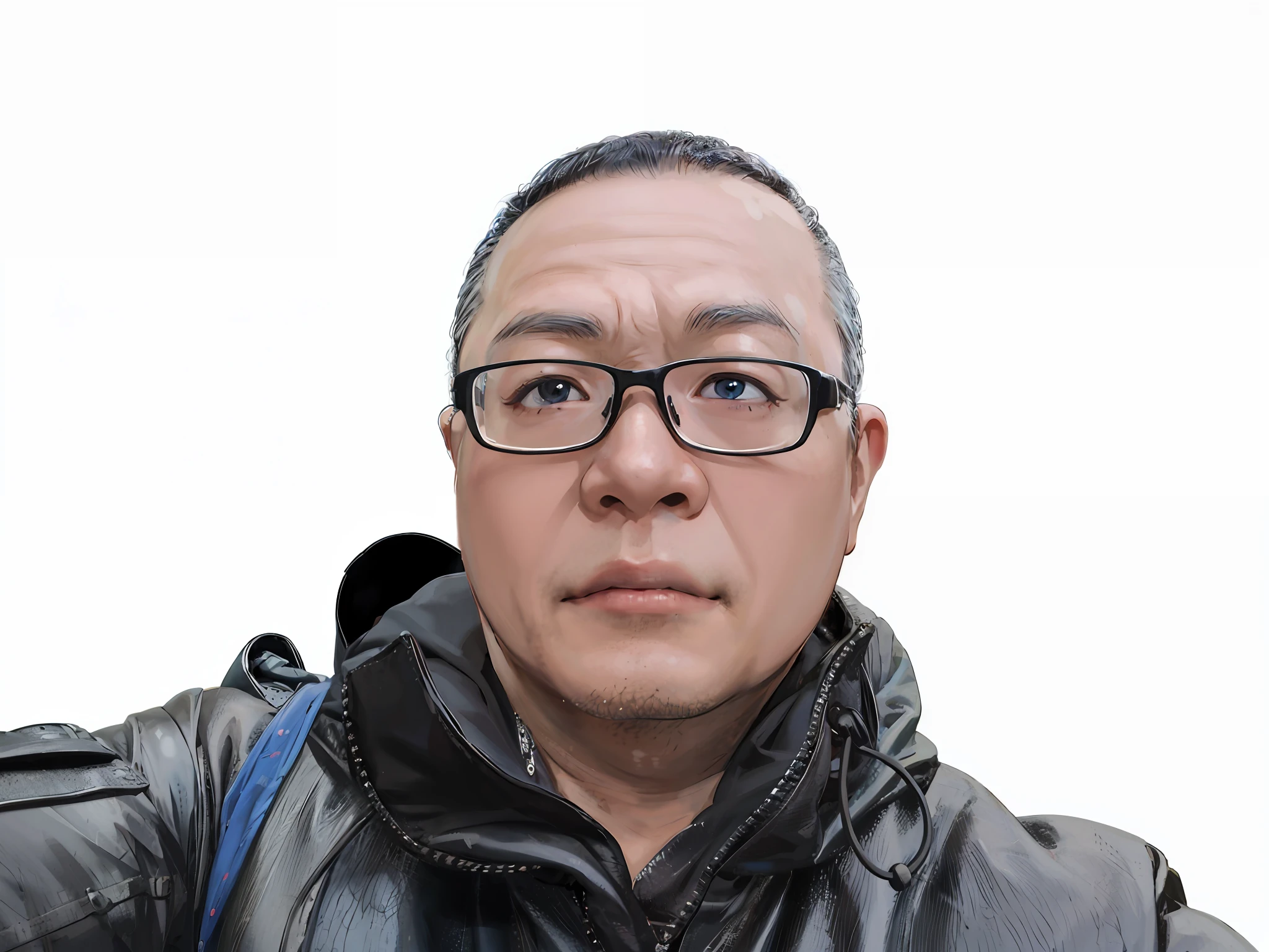 (Masterpiece), (Best Quality: 1.0), (Ultra High Resolution: 1.0), Detailed Illustration, 8K, 1Boy, Anime Boy, Chubby, Fat, Blue Suit Wearing, Smile, Detailed Face, Asian Face, Japanese, Oriental Face, Perfect Face, Anime Eyes, Detailed Eyes, Black Frame Glasses, Black Eyes, Glare, Detailed Hair, Short Black Hair, Hair Highlights, Very Detailed, Anime Style, Soft Light