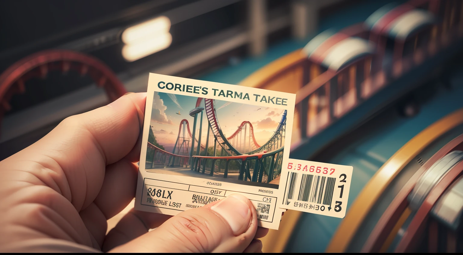 image of a roller coaster amusement park ticket in a person's hand