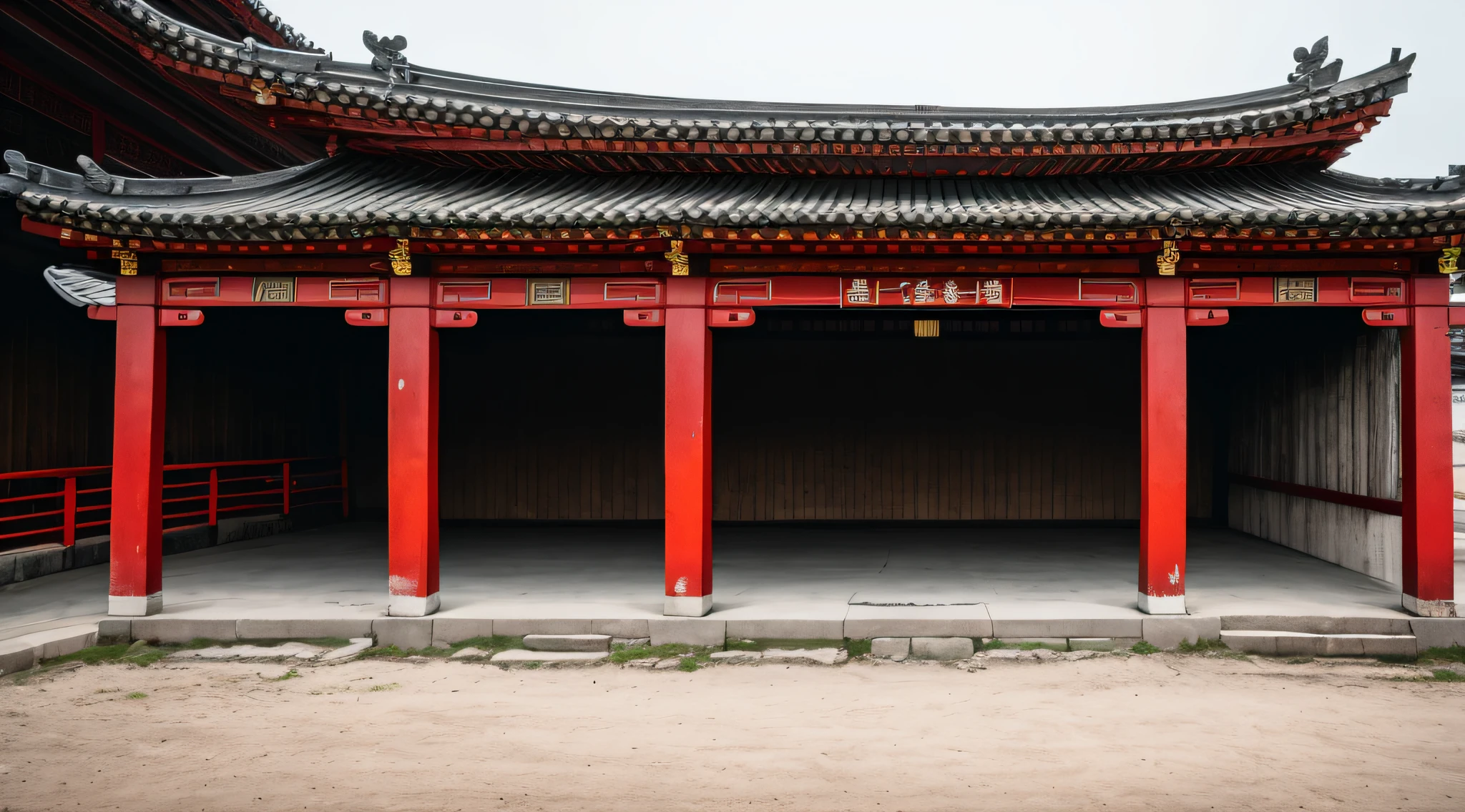 empty chinese stable, detailed, high details, Nikon D850, f/4.0