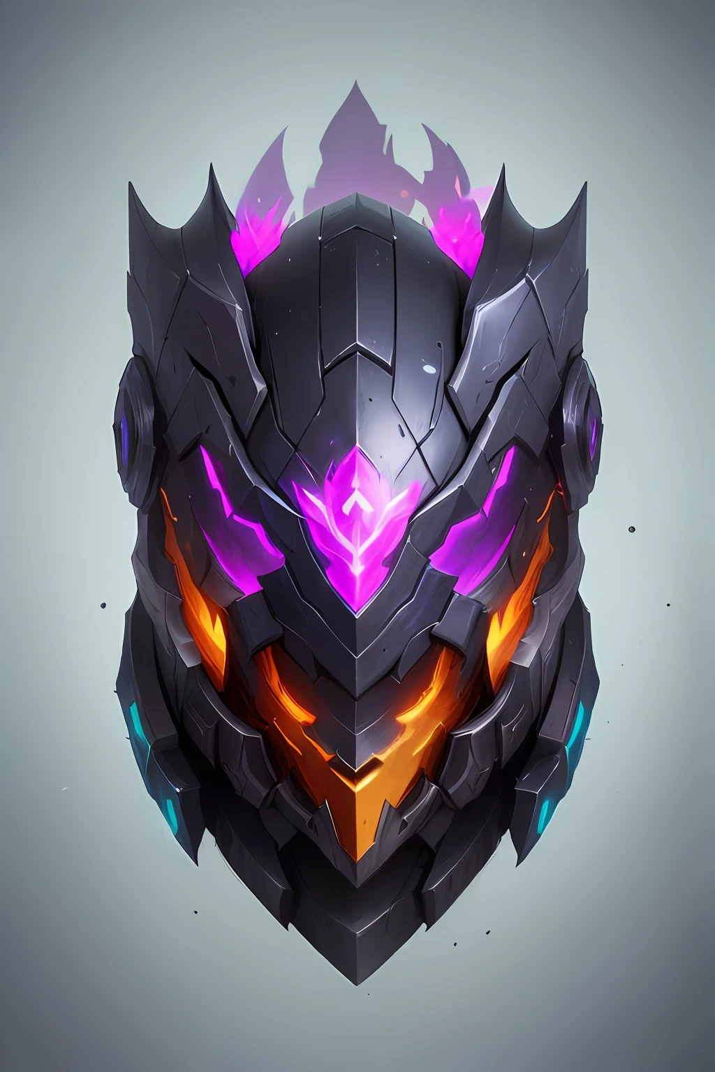 a close up of a helmet with glowing eyes and a glowing face, style of duelyst, face of an armored villian, style of league of legends, wild rift, purple glowing core in armor, iconic character splash art, game icon stylized, glowing eyes in helmet, 8 k hd wallpaperjpeg artifact, 8k hd wallpaperjpeg artifact