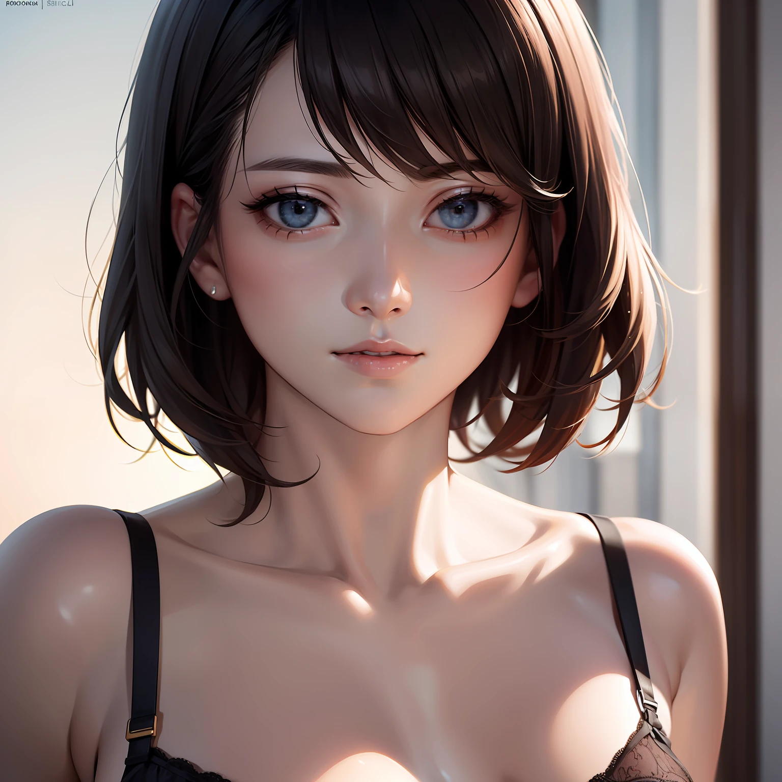 (masterpiece:1.3), (8k, photorealistic, RAW photo, best quality: 1.4), (1girl), beautiful face, (realistic face), (black hair, short hair:1.3), Nice hairstyle,Realistic Eyes,Nice detail eyes,(Realistic Skin),Beautiful Skin,(Lingerie),Ridiculous,attractive,Ultra high Resolution,an ultra realistic,RAWExtremely detailed,golden proportions,全身写真