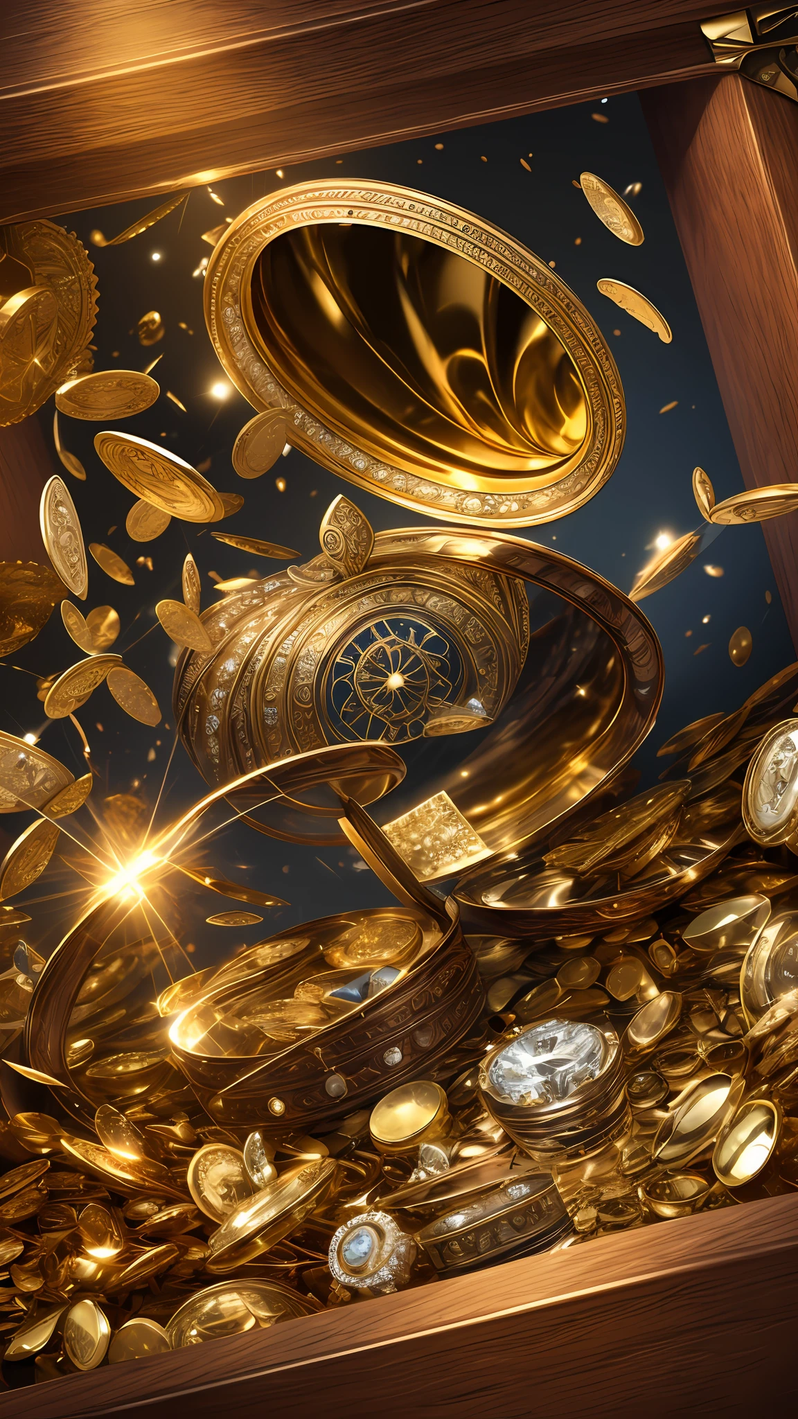 Black treasure chest, diamond, detail, complex