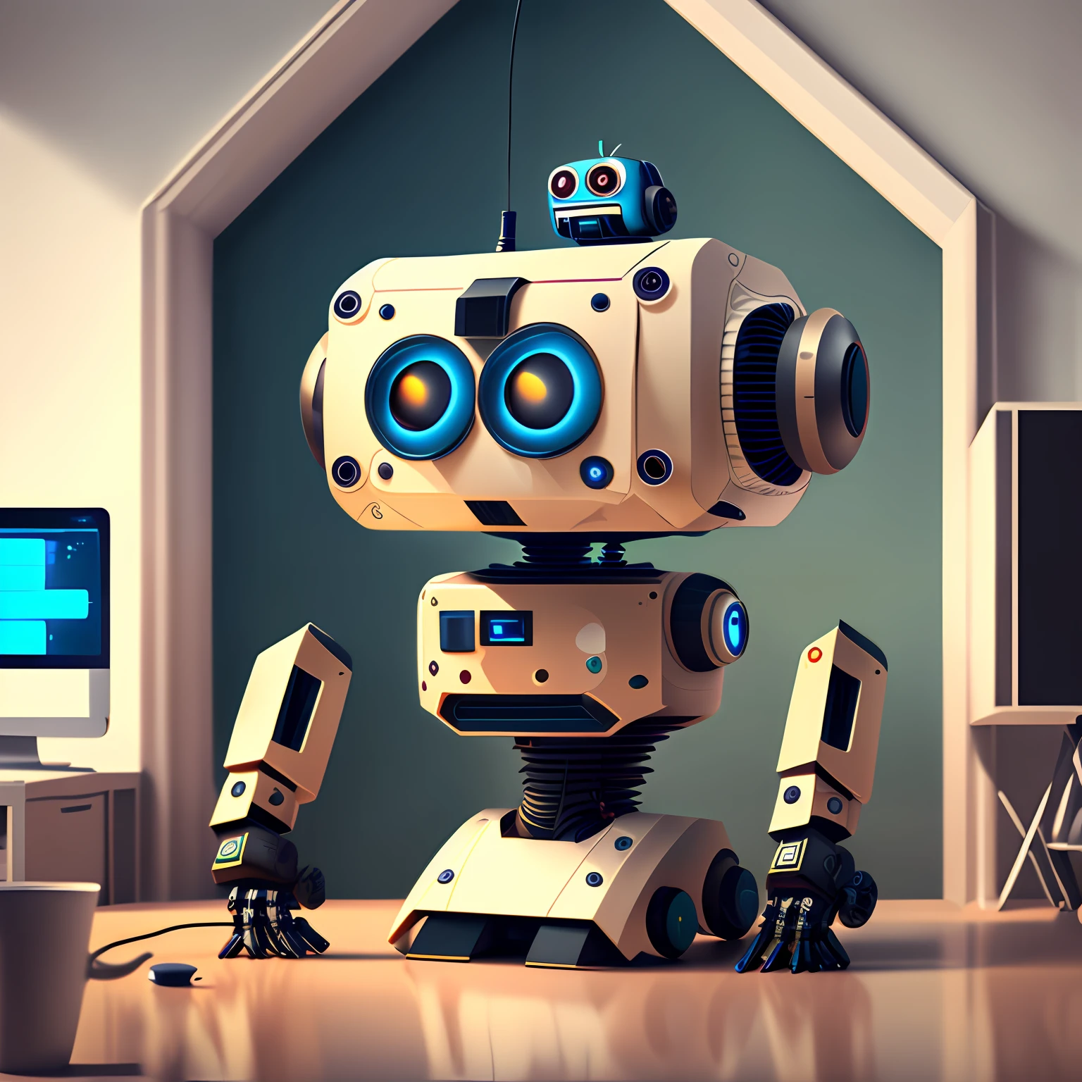 A friendly robot with human-like computer for digital marketing agency --auto