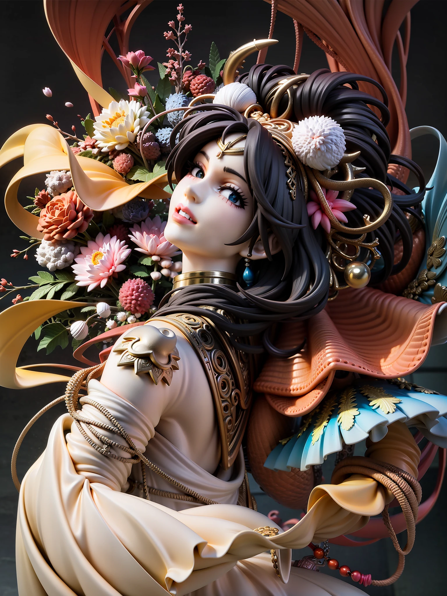 official art, unity 8k wallpaper, ultra detailed, beautiful and aesthetic, masterpiece, best quality, (zentangle, mandala, tangle, entangle), (fractal art:1.3) , 1girl, extremely detailed, dynamic angle, cowboyshot, the most beautiful form of chaos, elegant, a brutalist designed, vivid colours, romanticism, by james jean, roby dwi antono, ross tran, francis bacon, michal mraz, adrian ghenie, petra cortright, gerhard richter, takato yamamoto, ashley wood, atmospheric, ecstasy of musical notes, streaming musical notes visible