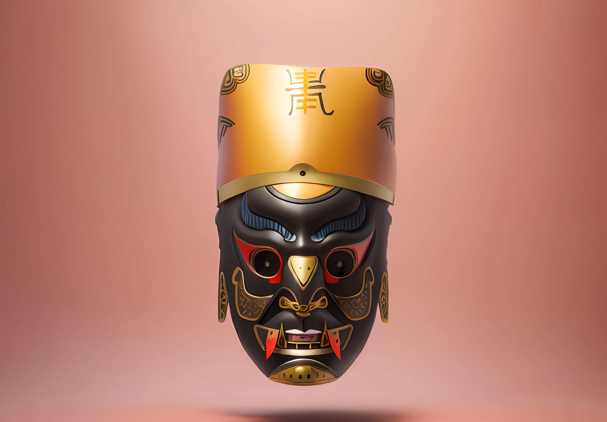(Digital painting), (best quality), mask, culture style, black-based