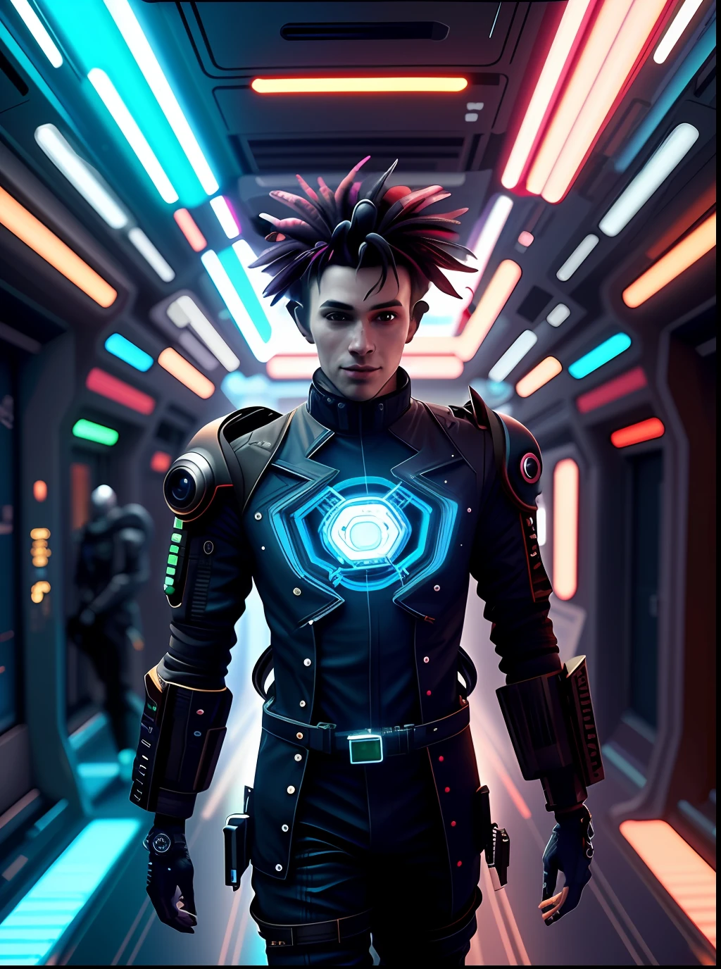 a man in a futuristic suit with a futuristic helmet and a futuristic suit, sci - fi character, scifi character, scifi character render, cyber universe style, hyper-realistic cyberpunk style, sci - fi suit, cyberpunk suit, cyberpunk hero, cyber suit, muted cyberpunk style, dystopian sci-fi character, cyber space cowboy, sci - fi look, astronaut cyberpunk electric