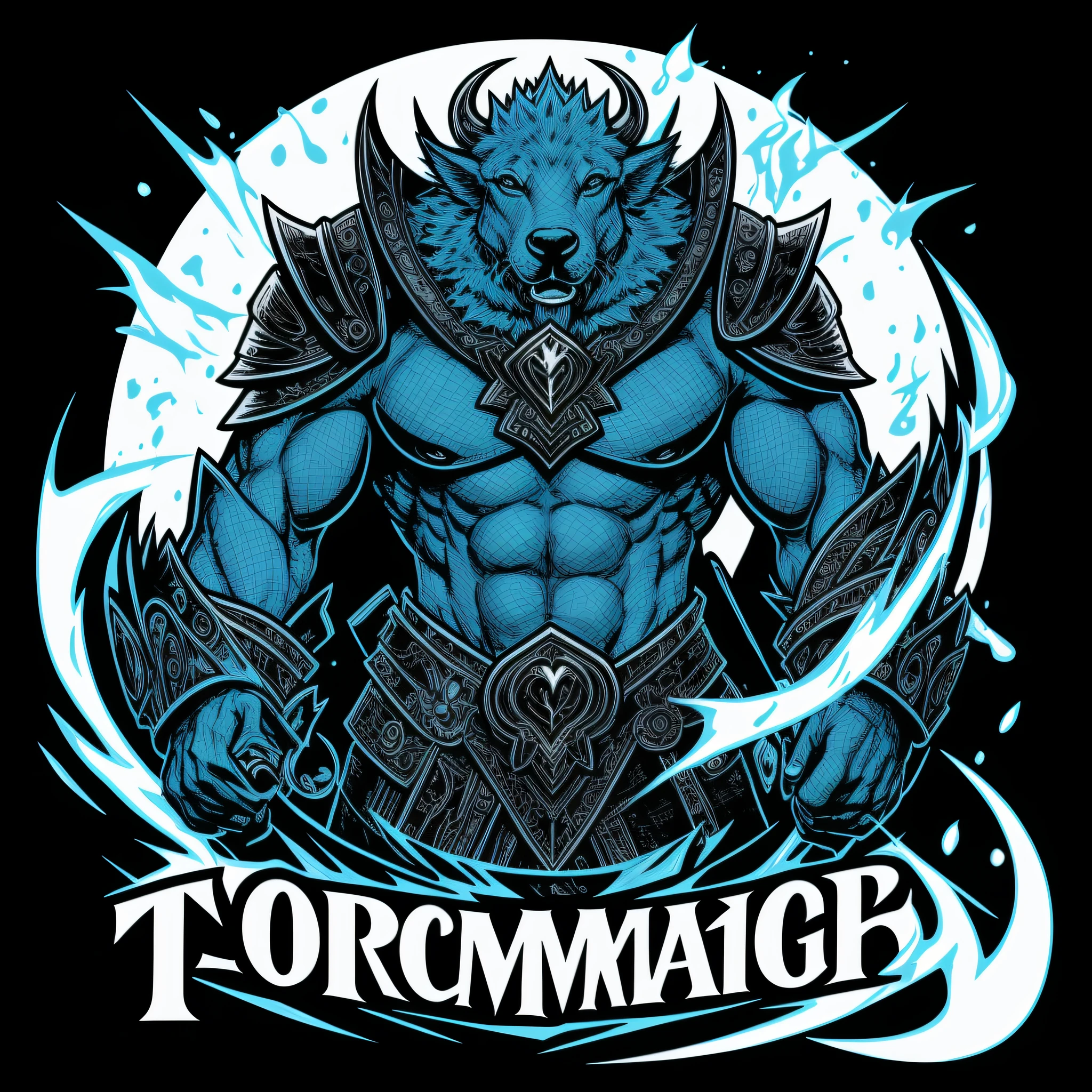 Um close up de um gráfico azul e preto de uma capivara, Archmage, Torchlight, Design for Magic the Gathering, Magic the Gathering Artstyle, Official Art, Official Artwork, Magic the Gathering Art Style, Iconic Character Splash Art, Official Splash Art, Dan Mumford. arte conceitual, fractal thunder dan mumford, ilustração de arte completa